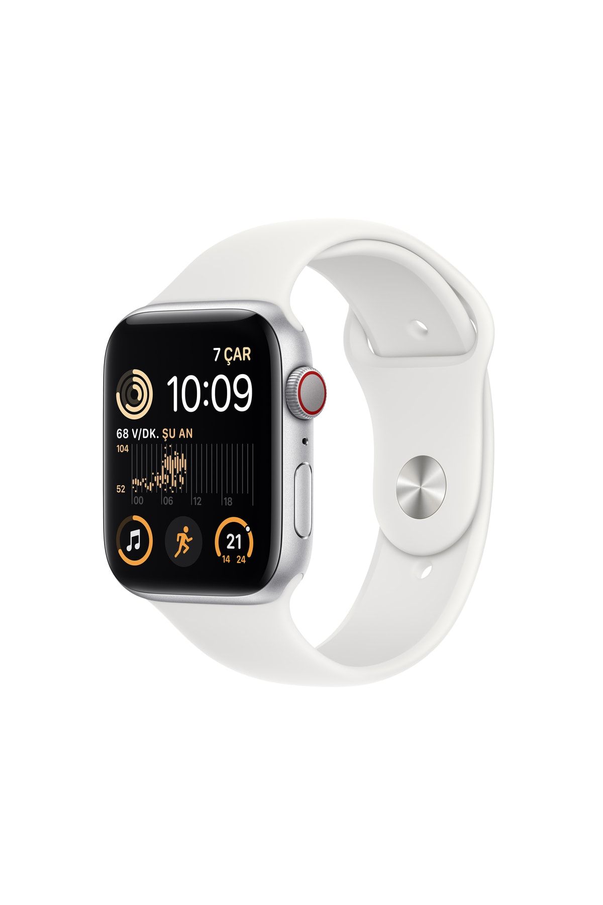 Apple Watch SE 44mm GPS Gümüş Alüminyum Kasa ve Beyaz Spor Kordon - Regular (Apple Türkiye Garantili)