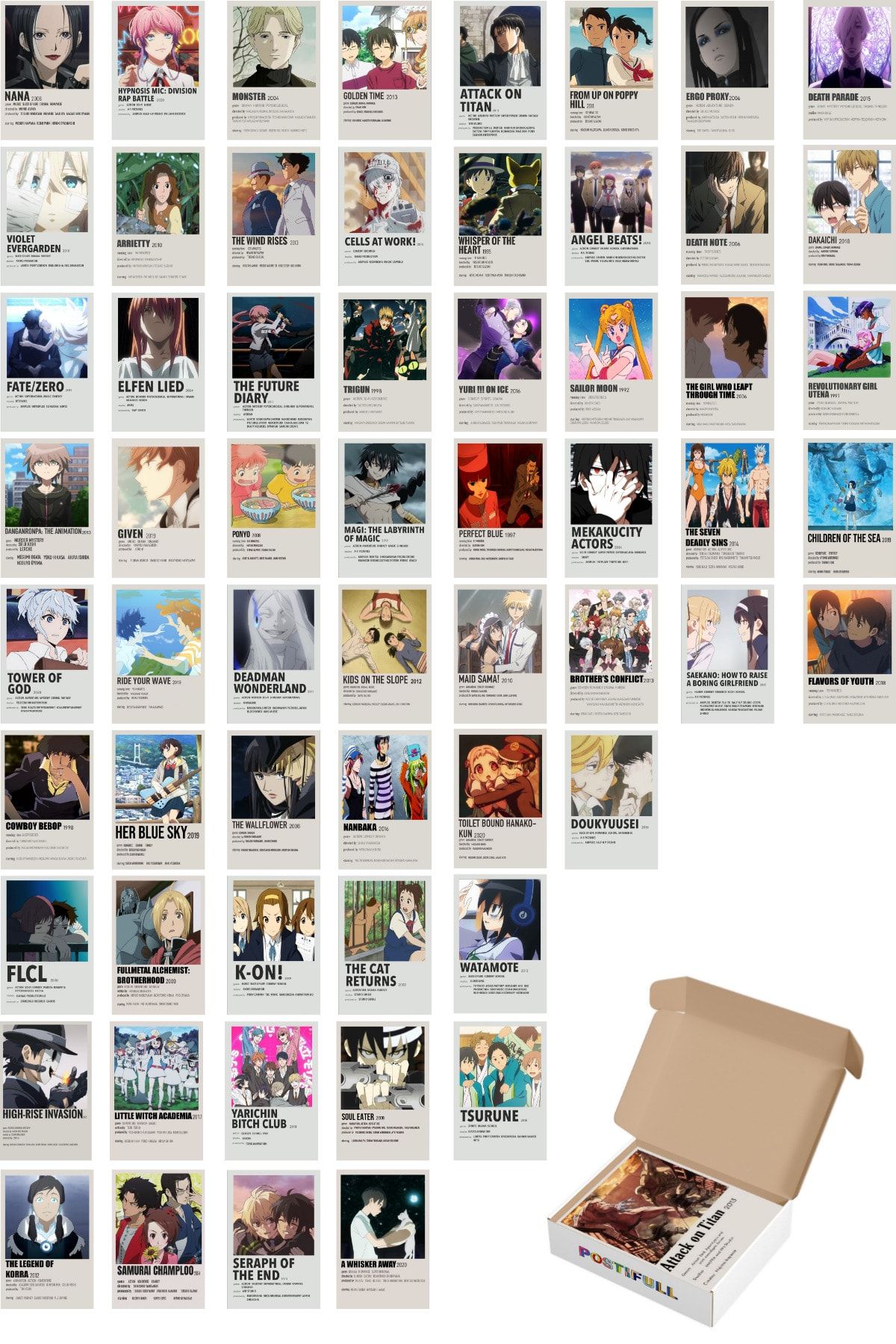postifull Anime Polaroid Duvar Poster Seti - Arkası Yapışkanlı Manga Poster Kolaj Seti - 60 Adet - 10cm*15cm