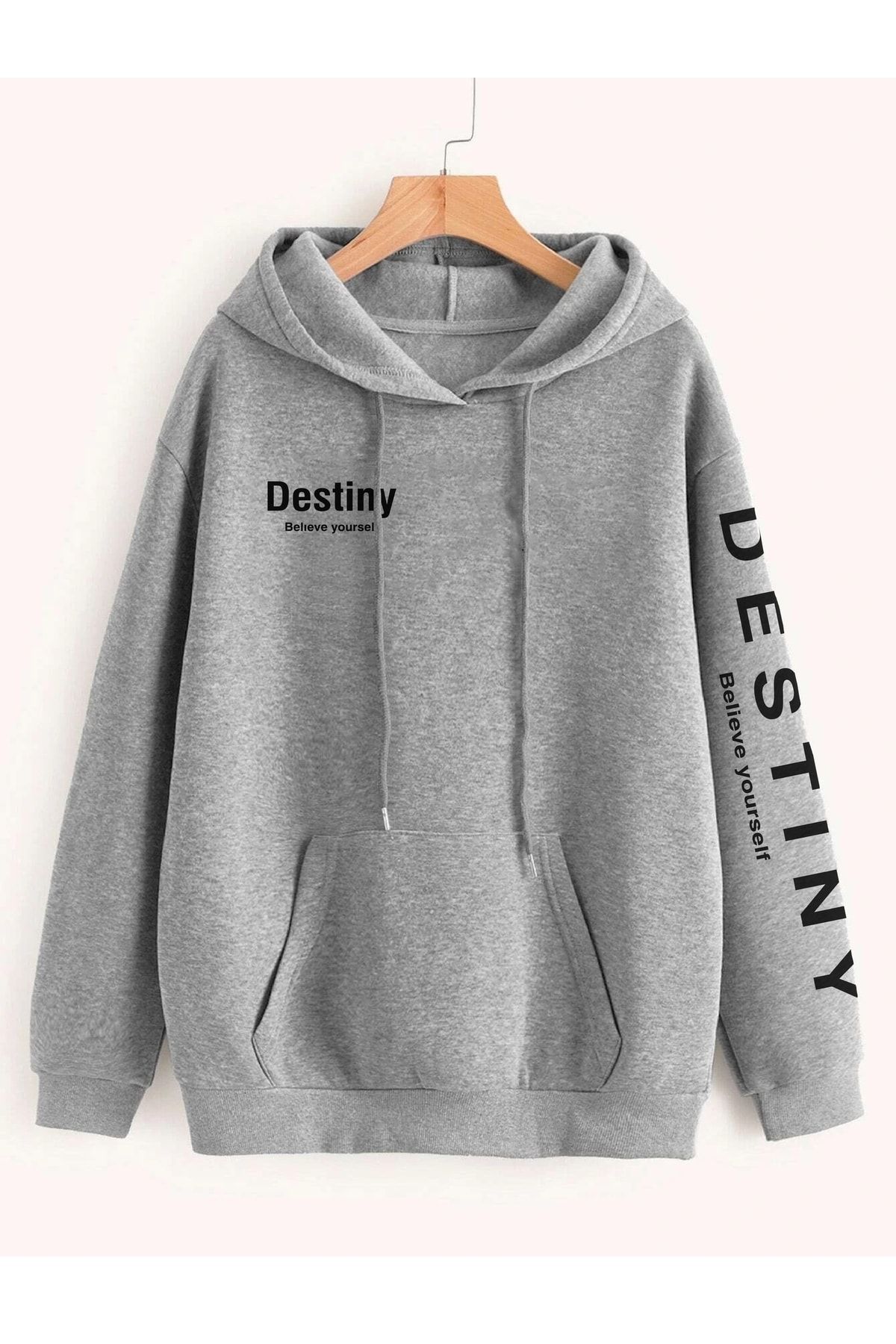 Deocept Unisex Destiny Baskılı Oversize Kapüşonlu Sweatshirt