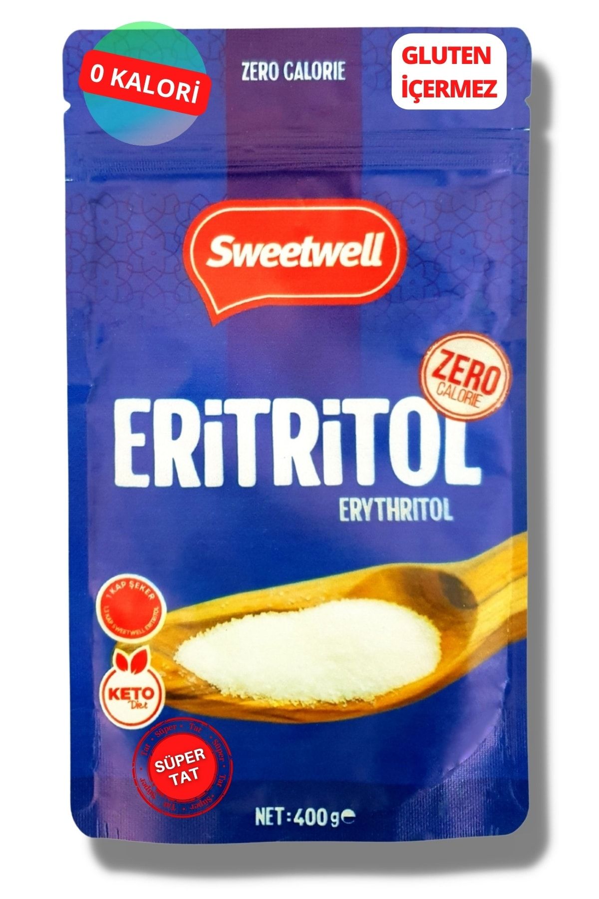 Sweetwell Eritritol Doğal Toz Tatlandırıcı 400 Gr Sıfır Kalori Keto Diyet Erythritol