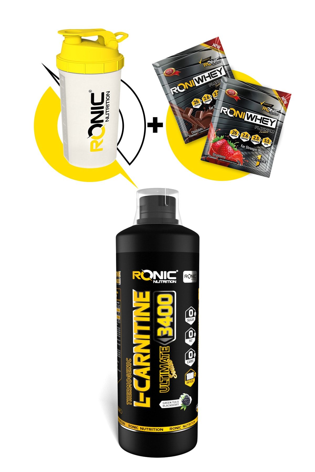 Ronic Nutrition L-Carnitine 3400 Ultimate Thermogenic 1000 ml Böğürtlen Aromalı Yağ Yakıcı+Shaker