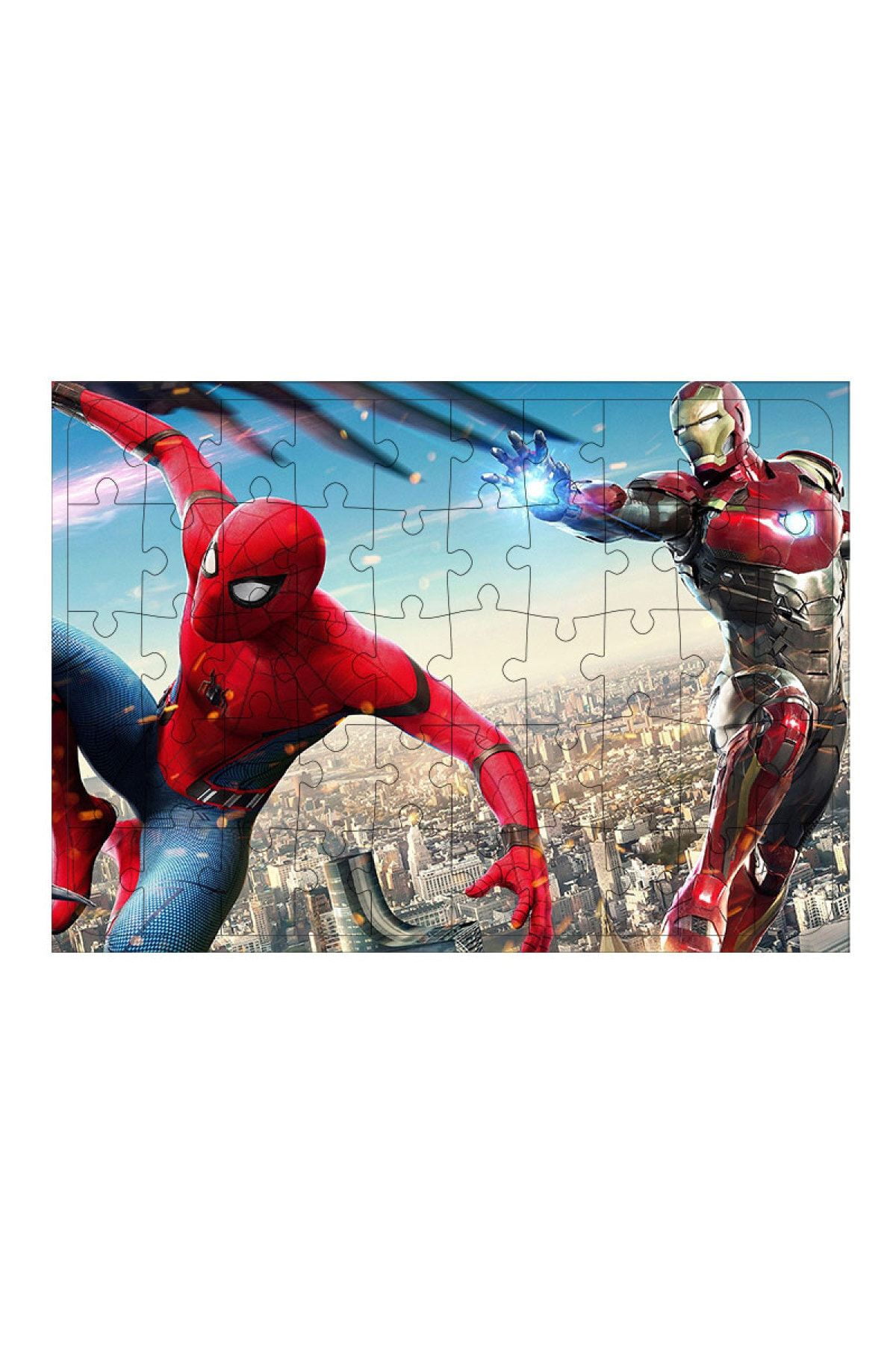 Tablomega Ahşap Mdf Puzzle Yapboz Spiderman Ve Ironman 50 Parça 35*50 Cm