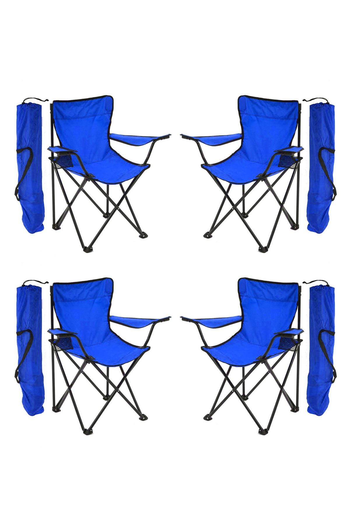 Exent 4'lü Rejisör Kamp Sandalyesi Piknik Sandalyesi Katlanır Sandalye Taşıma Çantalı Sandalye-mavi