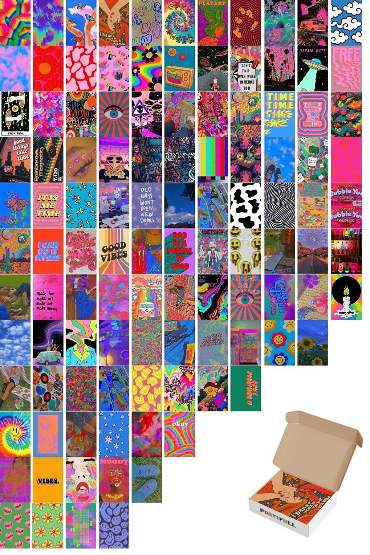 postifull Indie Poster Seti Kolaj Set 110 Adet Arkası Yapışkanlı Indie Poster Seti 10cm