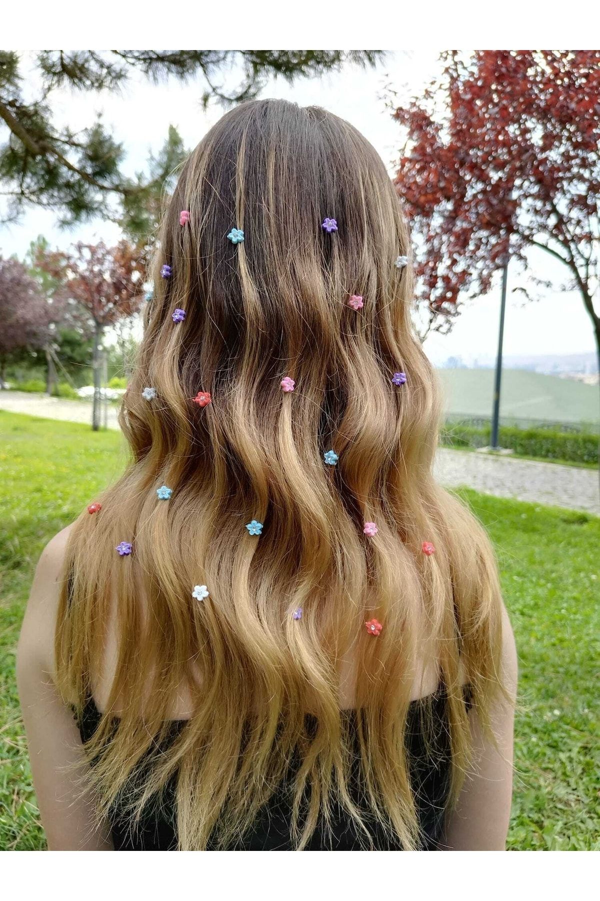 MutluBiDünya 24 Adet Canlı Renkli Saç Süsü Lily Örgü Tokası