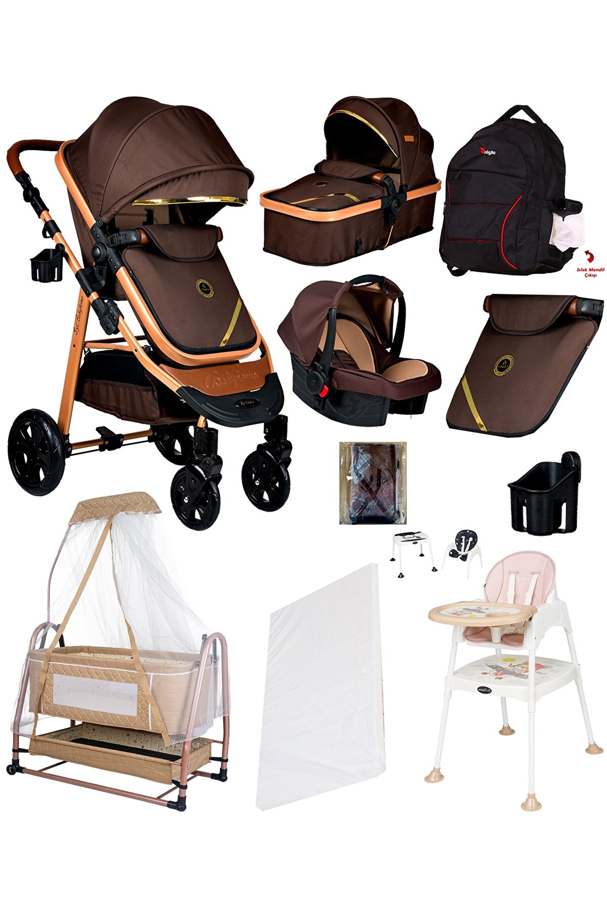 Baby Home 10 In 1 Ekonomi Paket 940 Travel Sistem Bebek Arabası Bebek Sepeti Anne Yanı Beşik Mama Sandalyesi