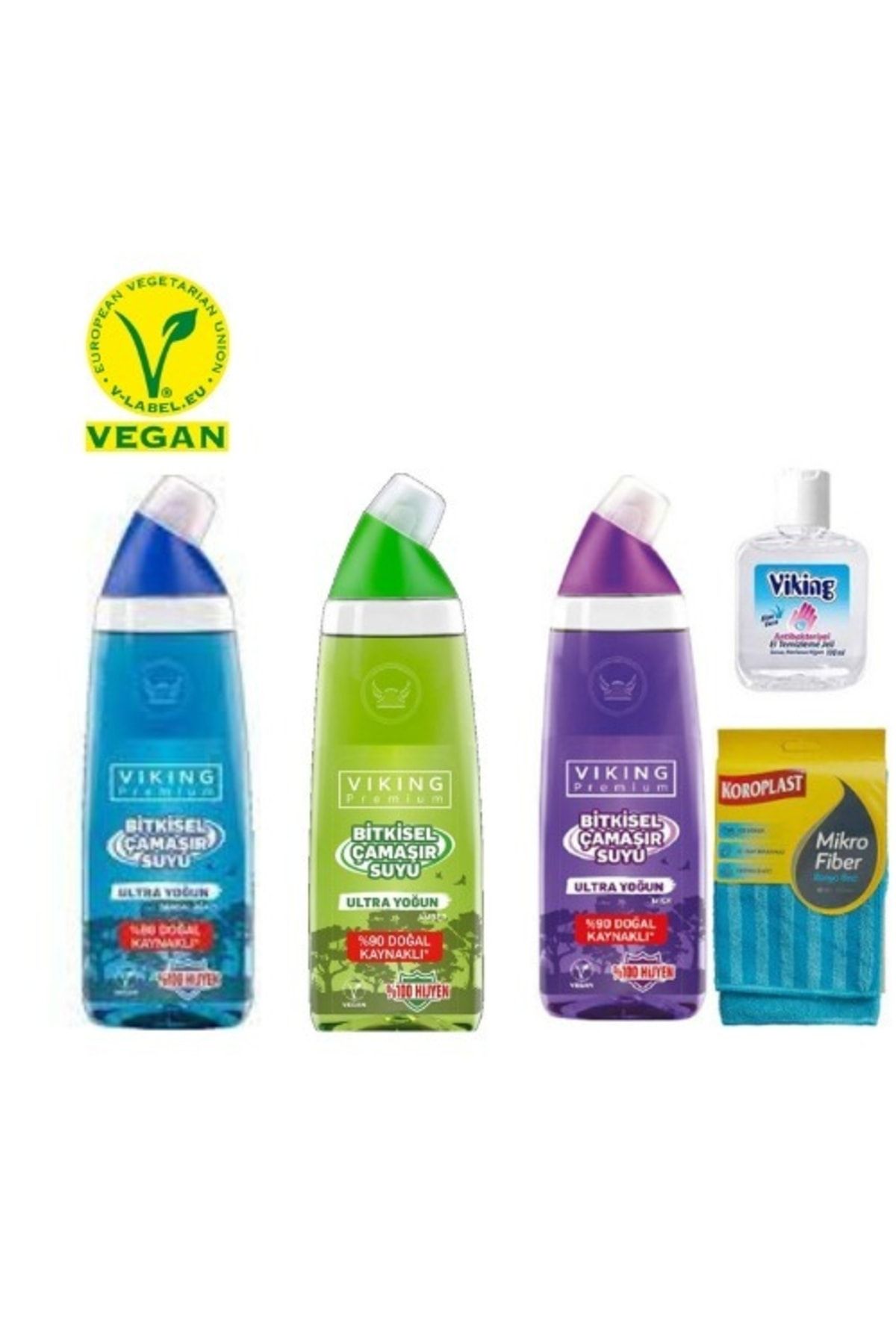 Viking Premium Bitkisel Çamaşır Suyu Ultra Yoğun Vegan 3 Adet Koroplast Banyobezi Ve Jel Hediyeli