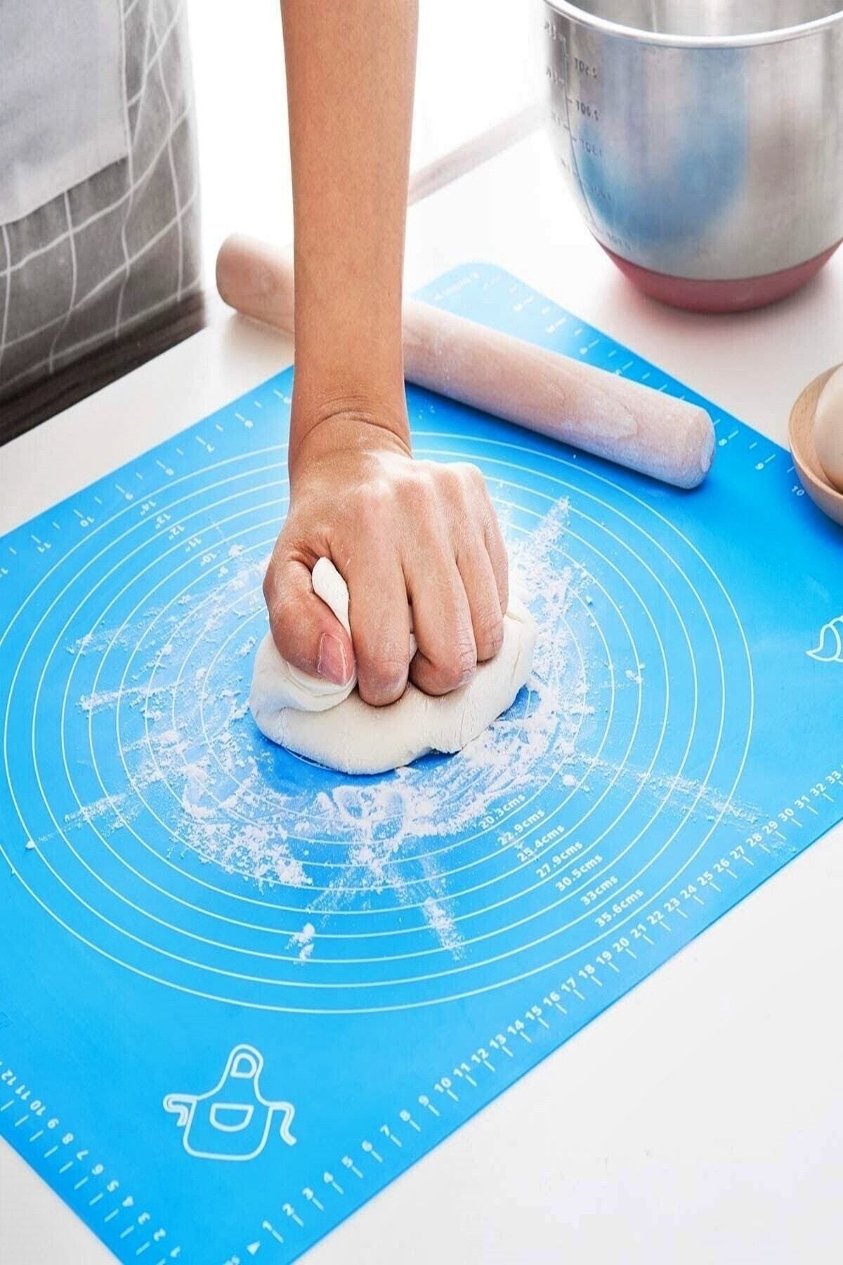 Tilbe Home Silikon Hamur Matı Ölçülü Isıya Dayanıklı Hamur Yoğurma Açma Matı Renkli Mutfak Pasta Fırın Altlığı