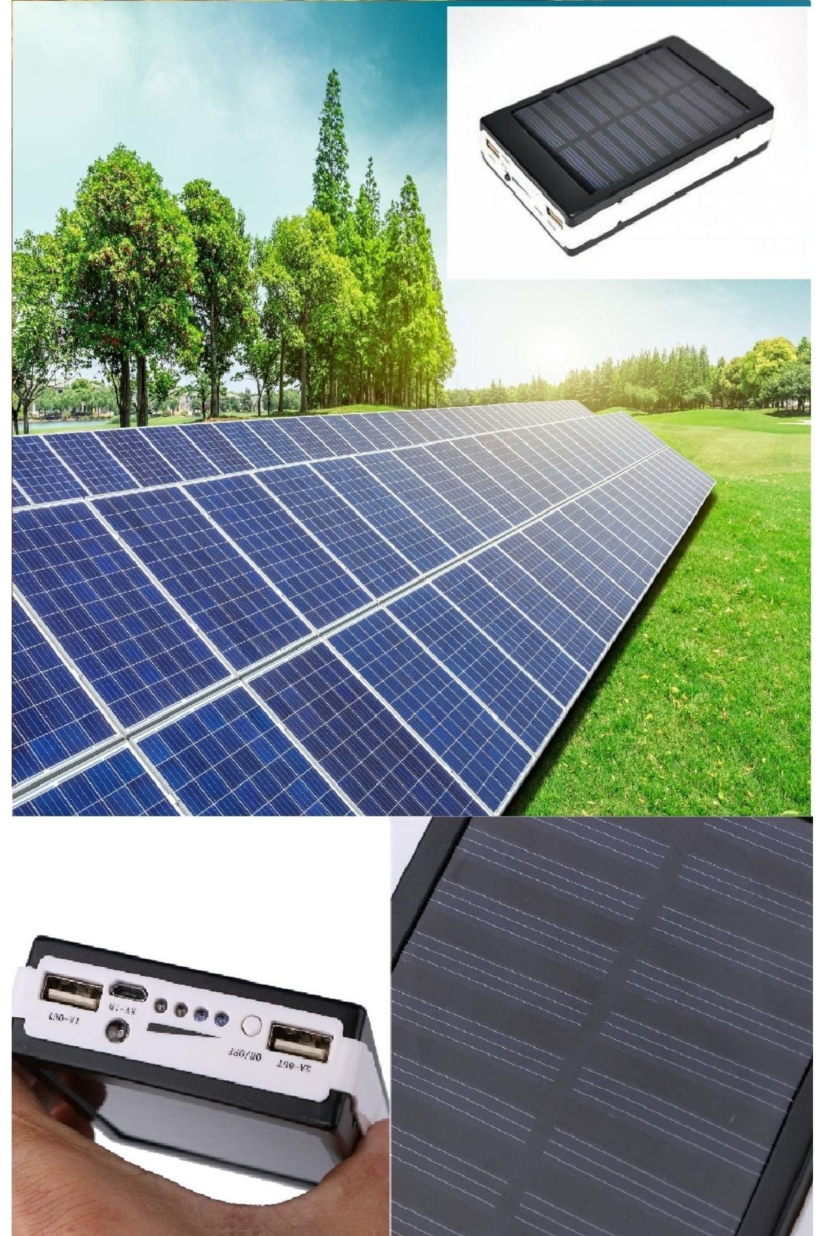 Midday 20 Güneş Panel Led'li Güneş Enerjili Hızlı Şarj Olan Ve Eden Solar Güneş Enerji 18000mah Powerbank
