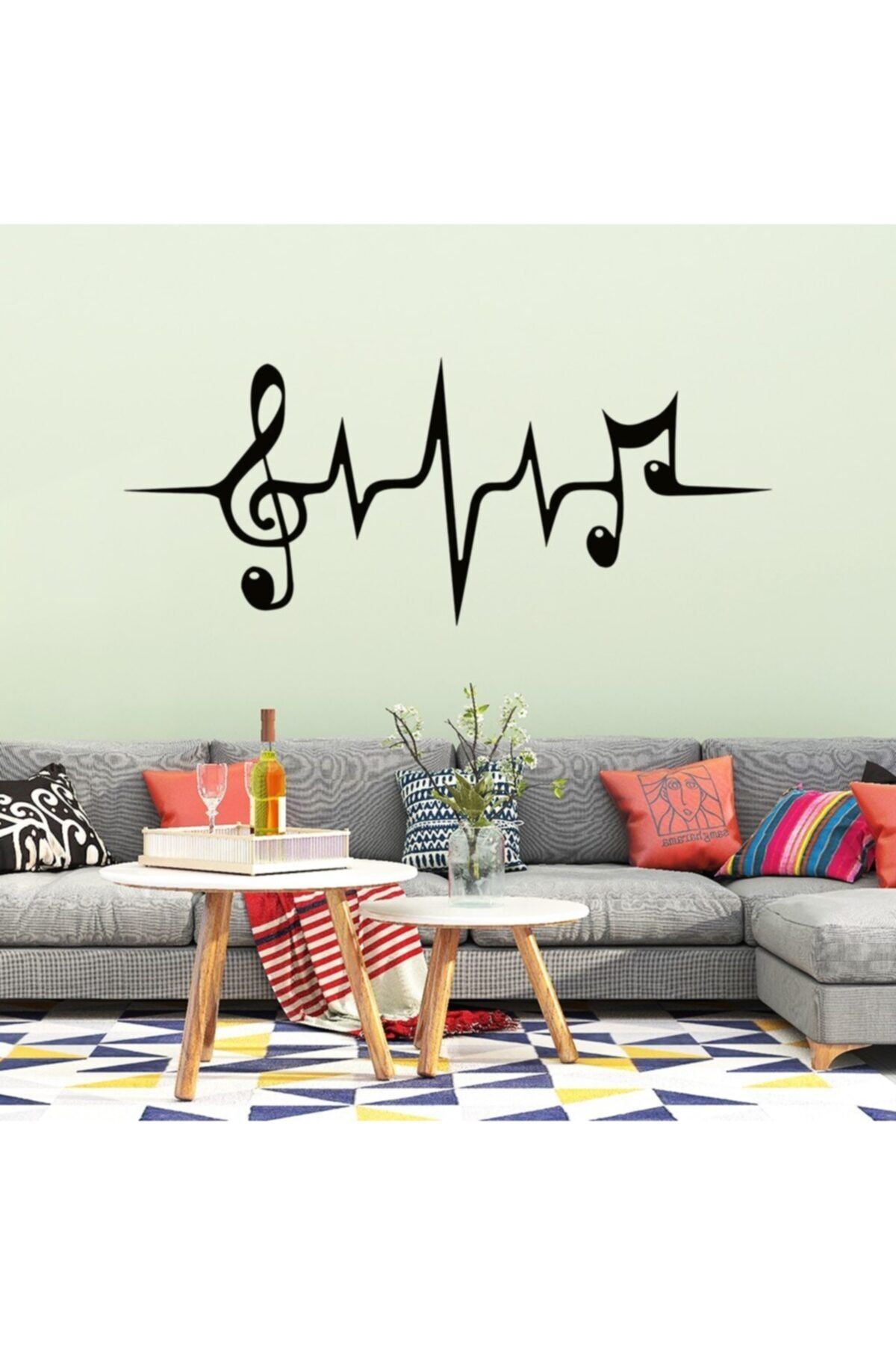 Genel Markalar Müzik Yaşam Çizgisi Oturma Odası Duvar Sticker Su Geçirmez Duvar Kağıdı