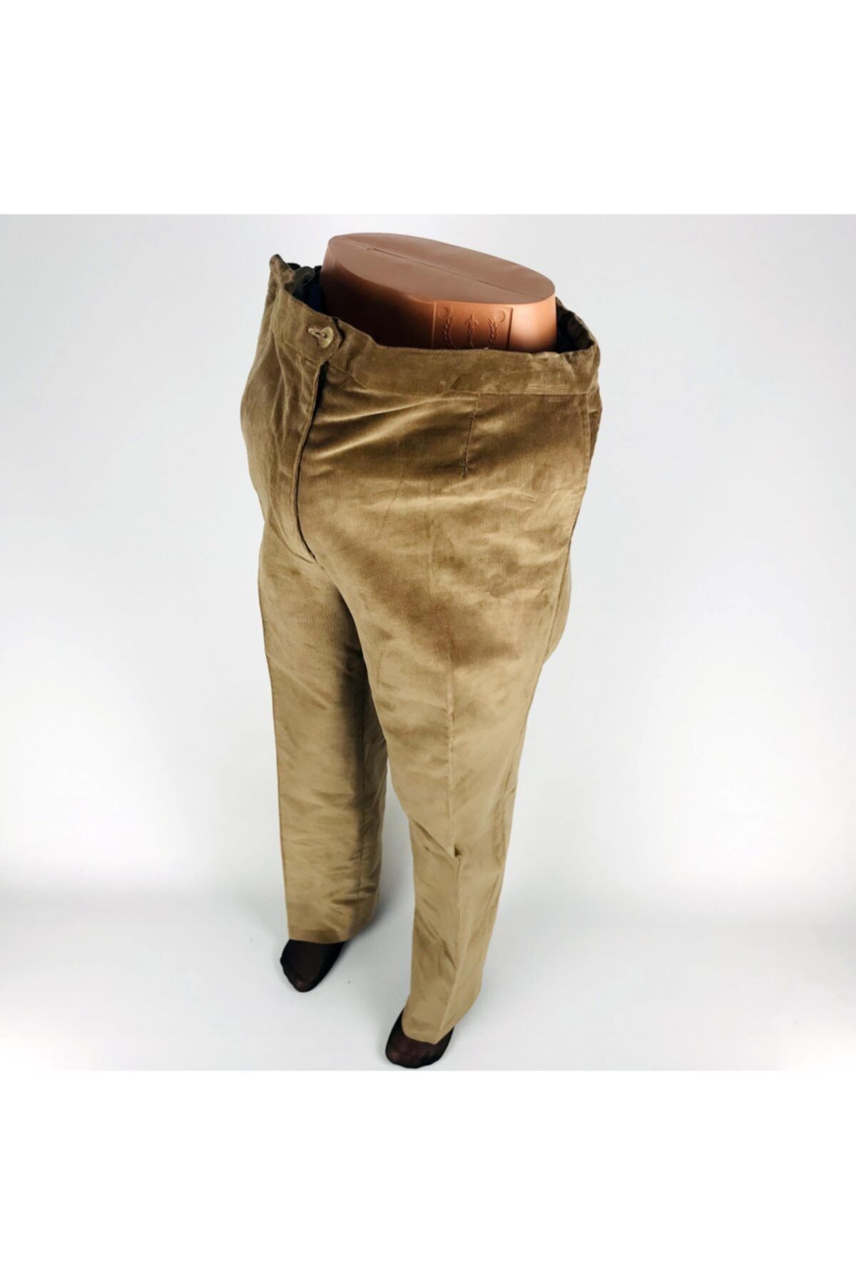 sny Boru Paça Düz Renk Belden Lastik Ayarlı Kahverengi Kadife Hamile Pantolon