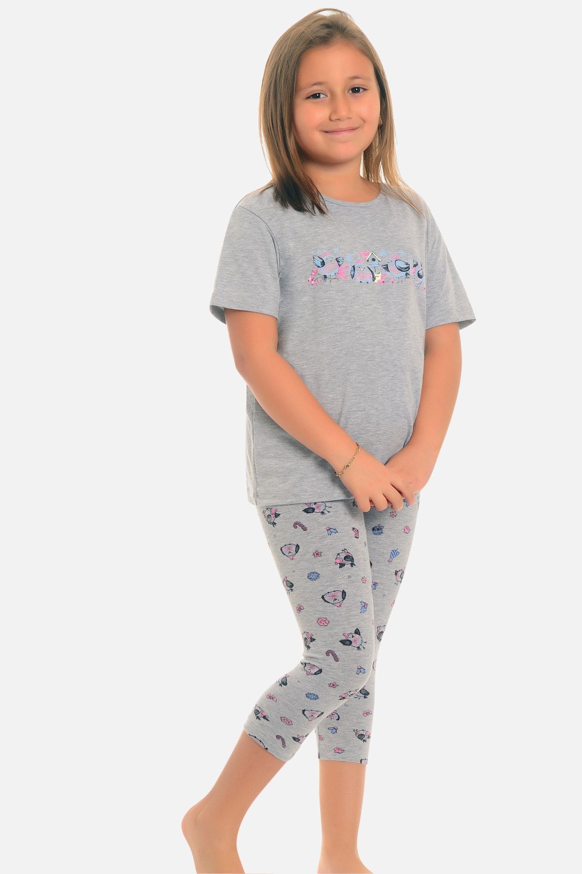 Little Frog Taytlı Kız Çocuk Pijama Takımı Sevimli Tavuk