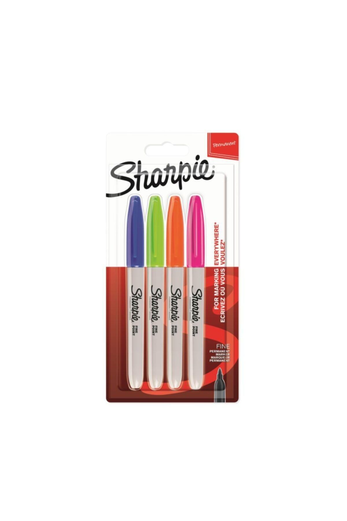 Sharpie Fine Permanent Markör Kalem Yuvarlak Uçlu 0.9mm Canlı Renkler (4 Lü Paket) 2065403