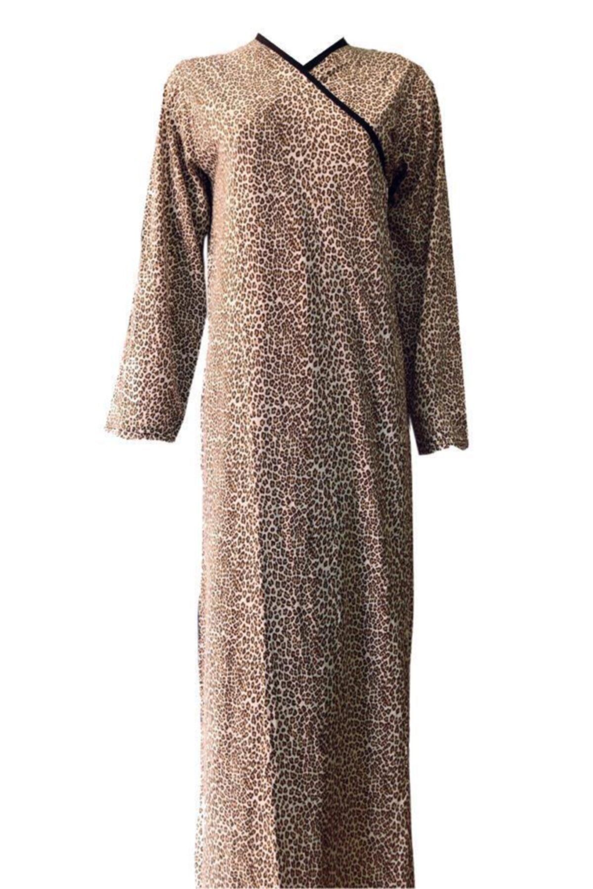 Hazal Namaz Elbisesi Leopar Desen Bağlamalı Model