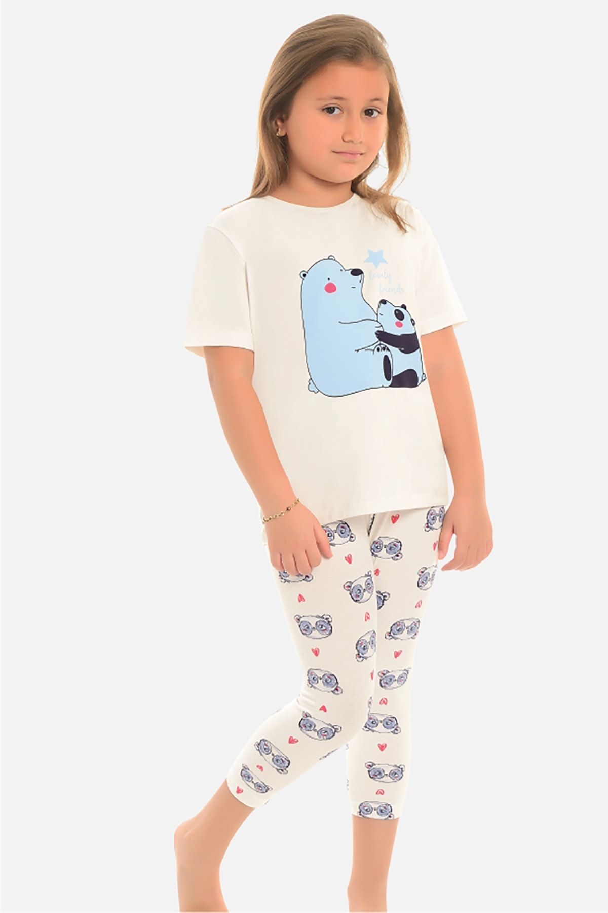 Little Frog Taytlı Kız Çocuk Pijama Takımı Panda