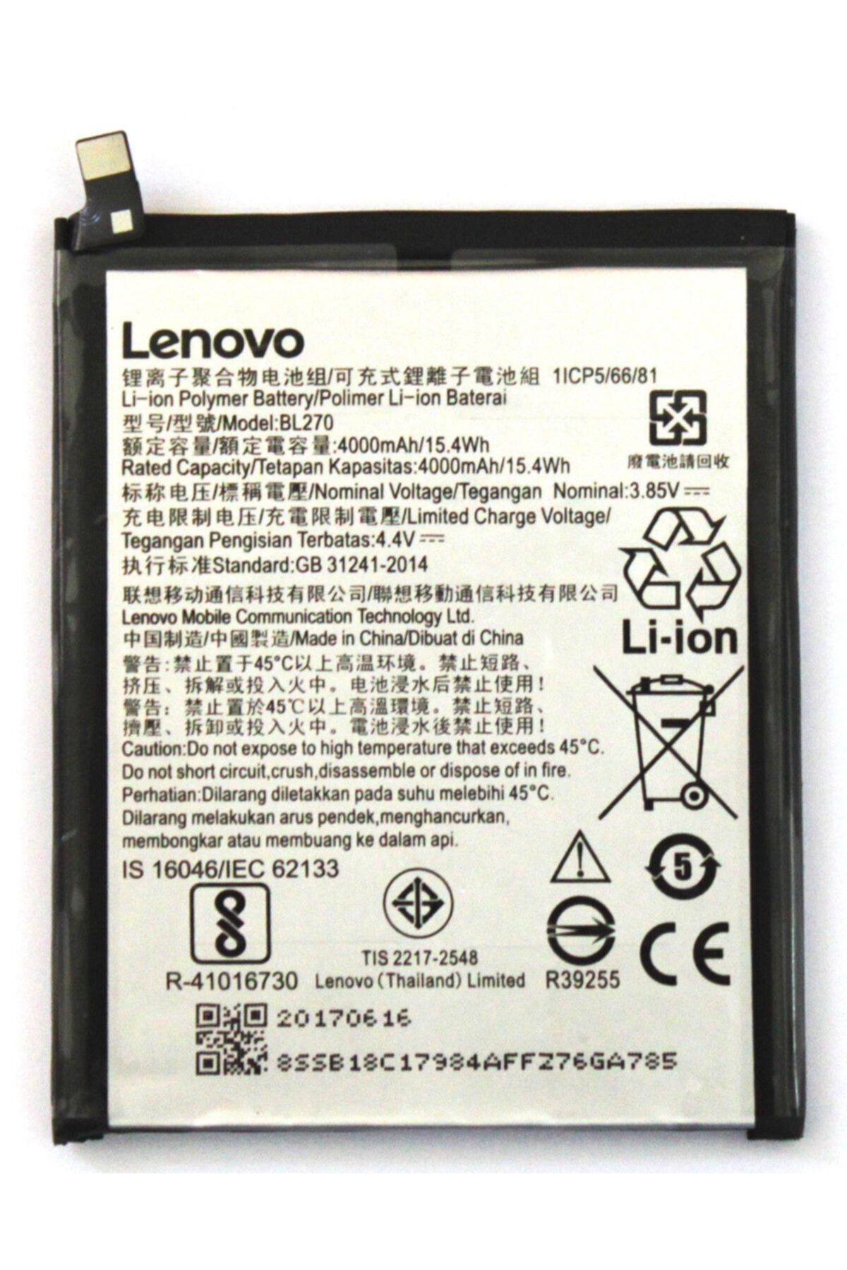 LENOVO K6 Note Batarya Pil Bl270 4000 Mah.