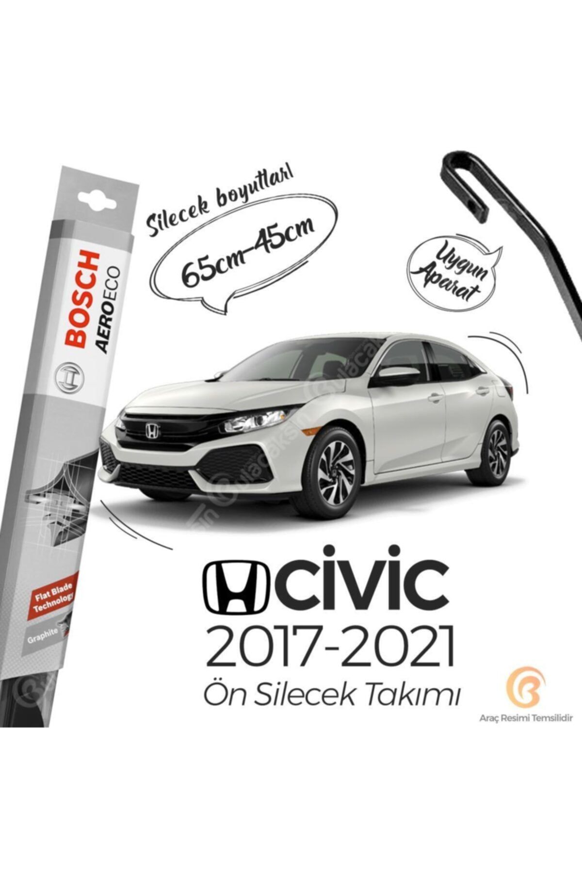 Bosch Aeroeco Honda Civic Fc5 2017 - 2021 Ön Muz Silecek Takımı