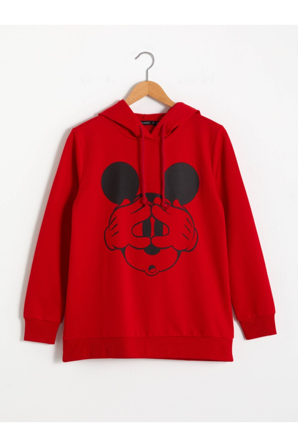 LC Waikiki Mickey Mouse Kadın Kırmızı Kyv Sweatshirt