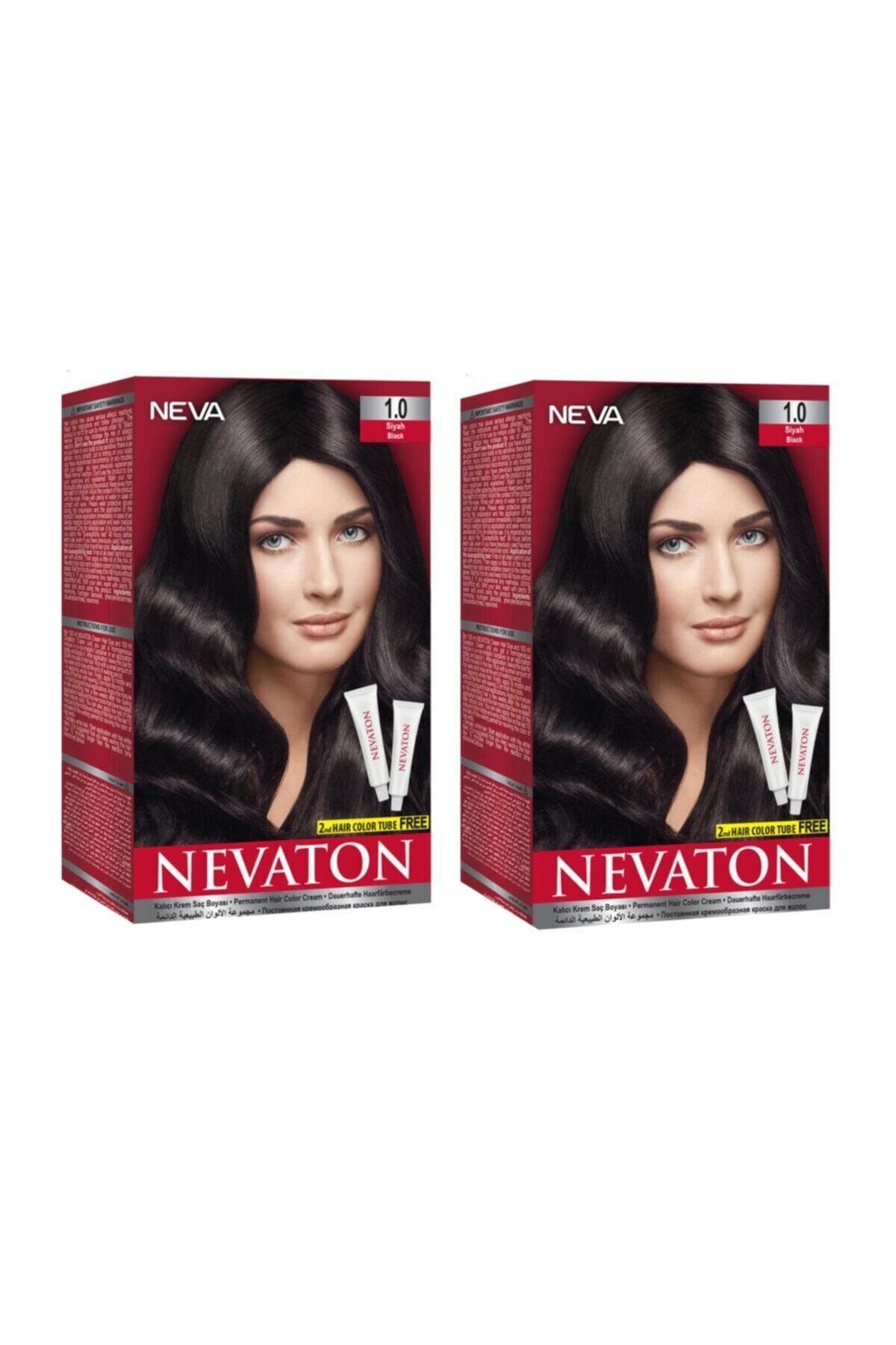 Nevaton 2 Kutu Kalıcı Krem Saç Boyası 1.0 Siyah