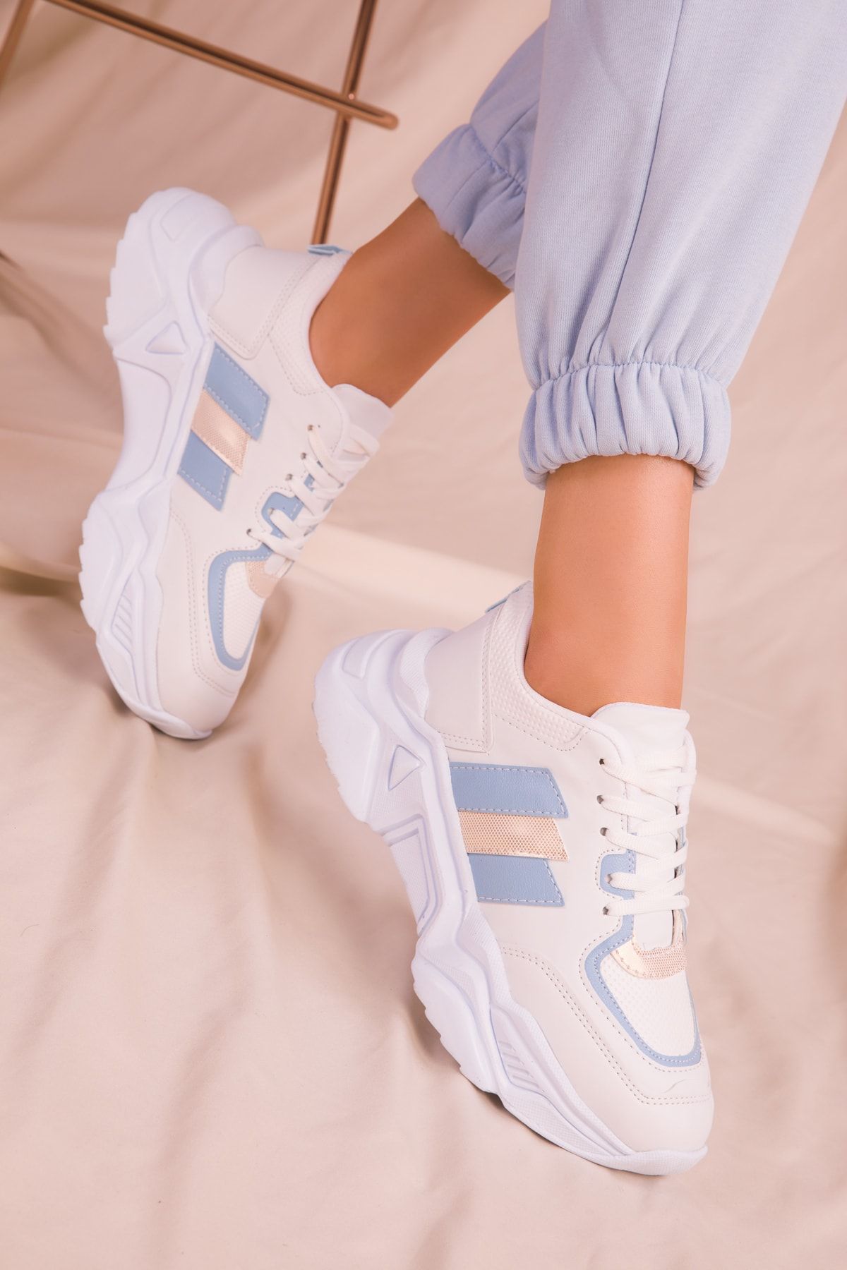 SOHO Beyaz-Mavi Kadın Sneaker 15242