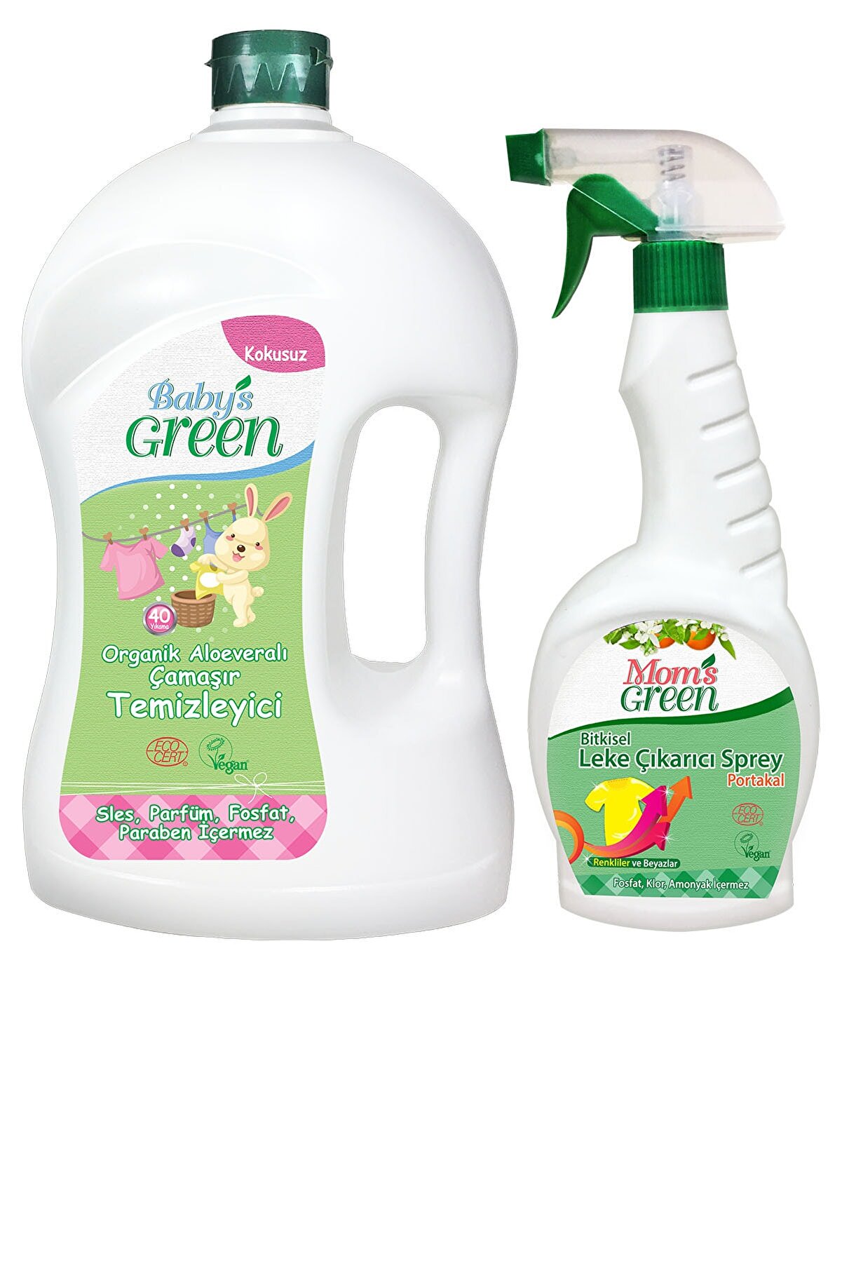 Baby's Green 2'liset Organik Bebek Çamaşır Deterjanı 40yk Kokusuz-bitkisel Leke Çıkarıcı Sprey 750ml