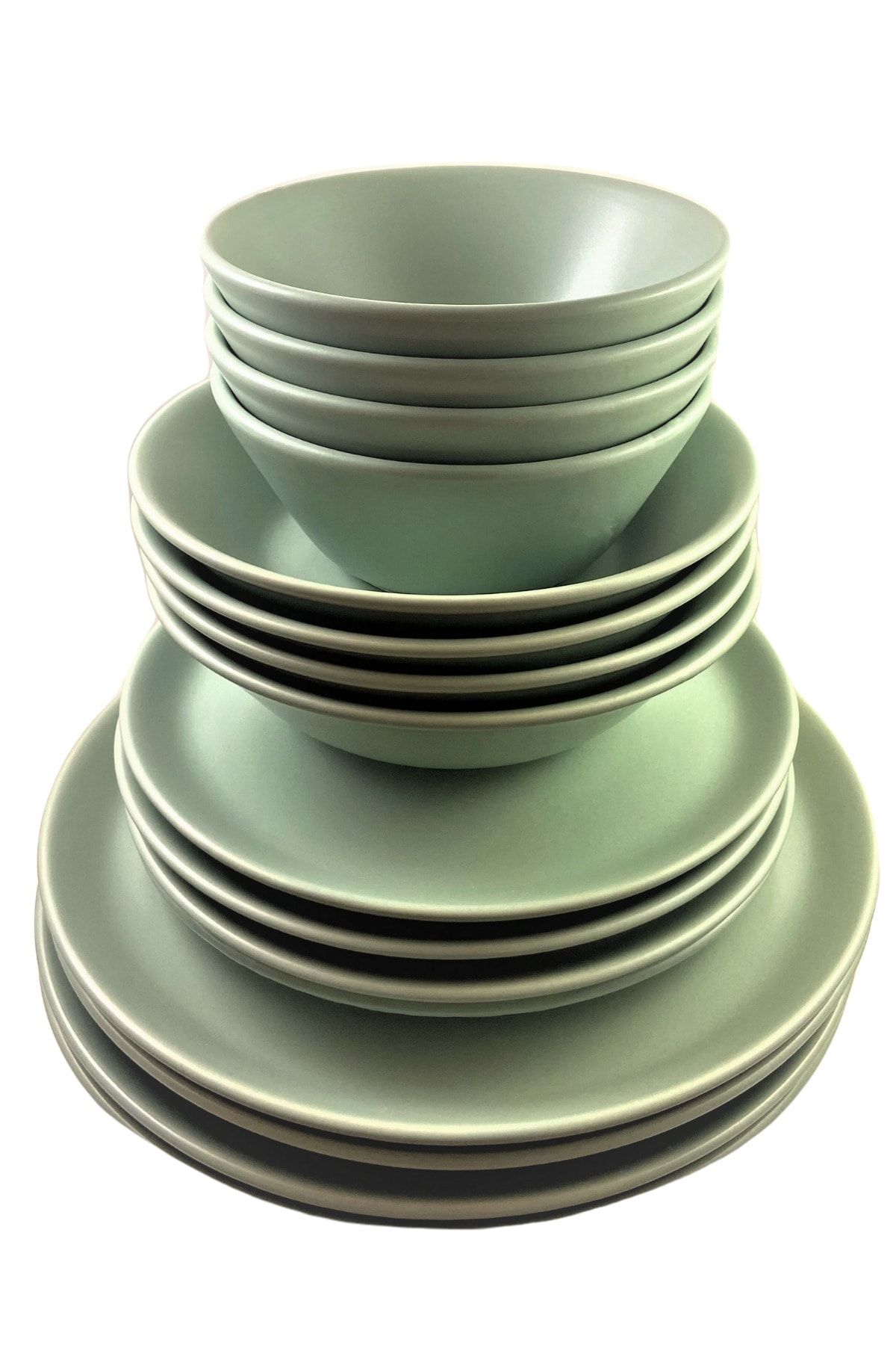 Keramika Mat Yeşil Hitit Yemek Takımı 4 Kişilik 16 Parça
