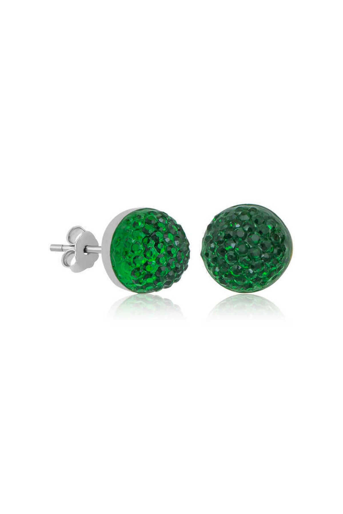 Gumush Selenavm & Gümüş Yeşil Kristal Çivili Kadın Küpe & Çivili Küpeler & Kadın Küpeleri & 925 Ayar