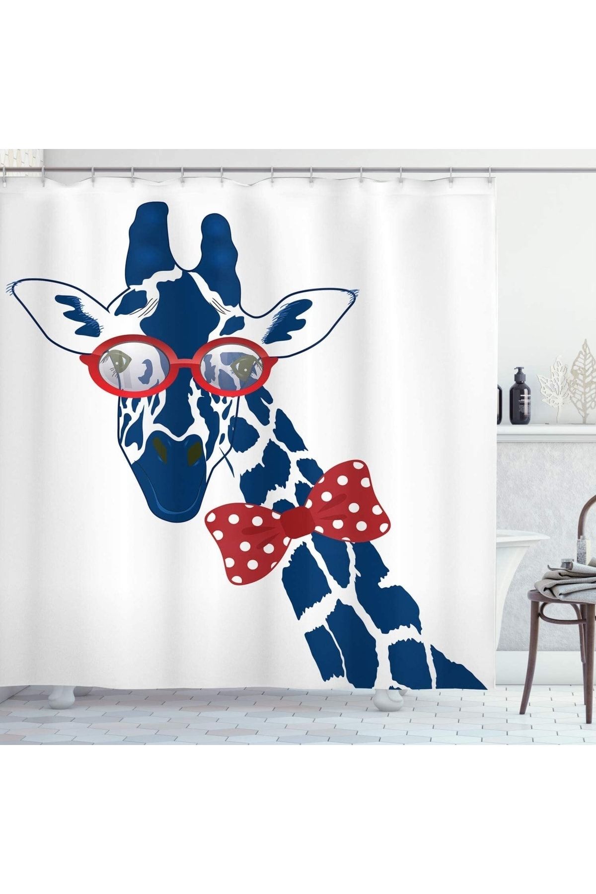 Mahi Store Zürafa Desenli Duş Perdesi / Banyo Perdesi Su Geçirmez 190x175