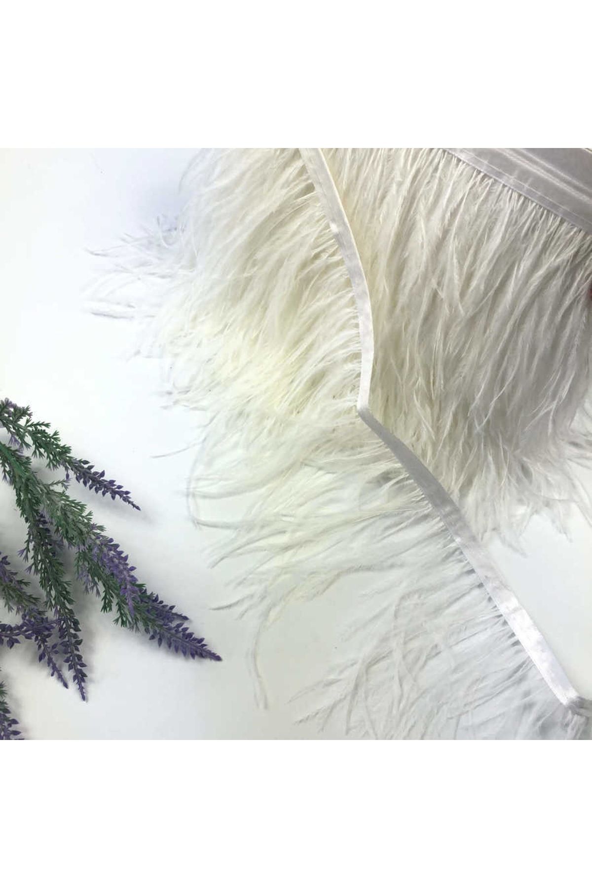 Genel Markalar Elbise Için Beyaz Deve Kuşu Tüyü Şerit Halinde 100 cm
