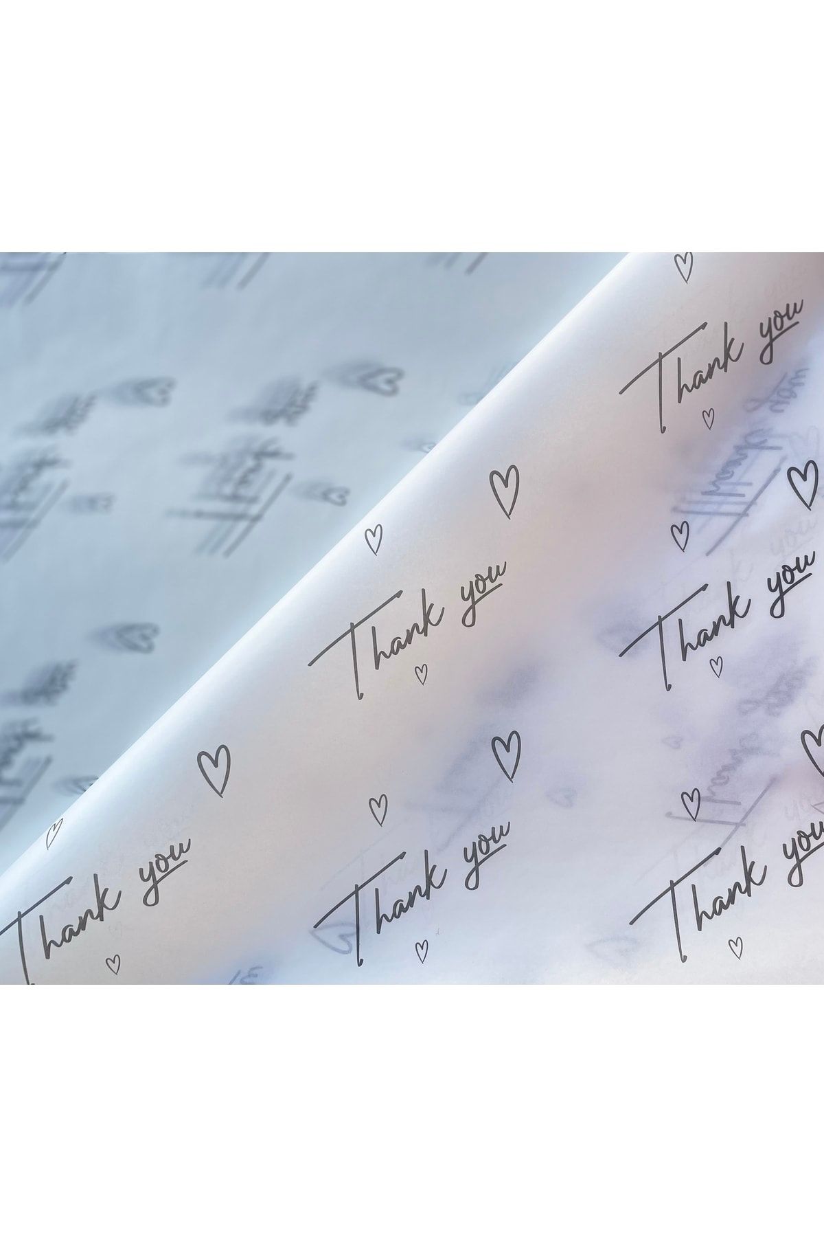 eylülün etiket fabrikası Thank You - Siyah Baskılı Pelur Kağıdı / Paketleme Kağıdı - 30 Adet