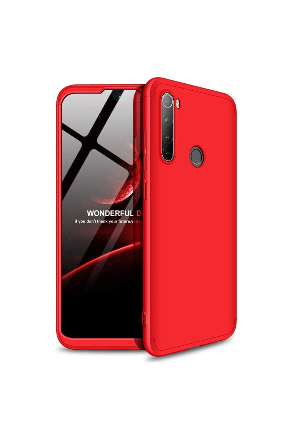 Microsonic Redmi Note 8 Kılıf Double Dip 360 Protective Kırmızı Uyumlu