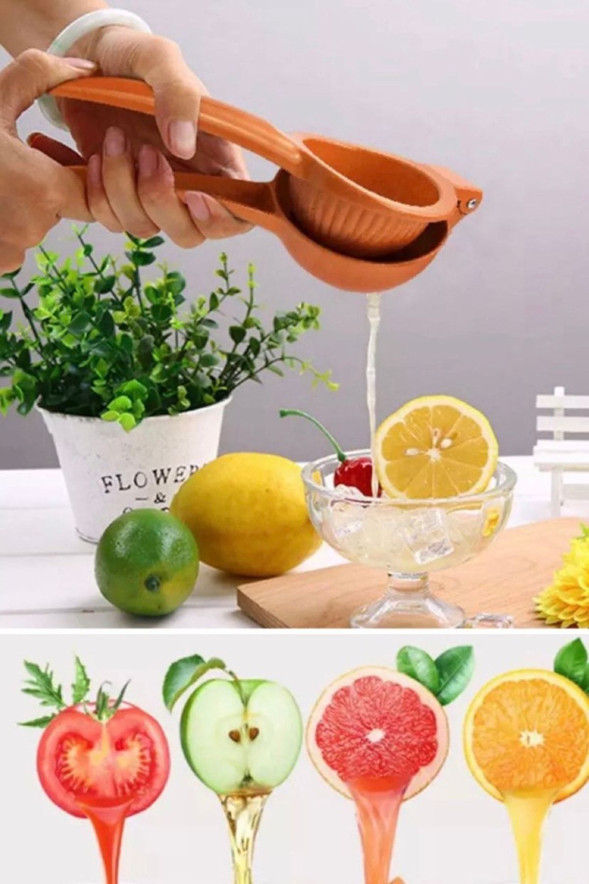 Utelips Soğuk Havalarda Sağlıklı Meyve Sıkacağı Manual Paslanmaz Çelik Kolay Pratik Limon Narenciye Sıkacağı