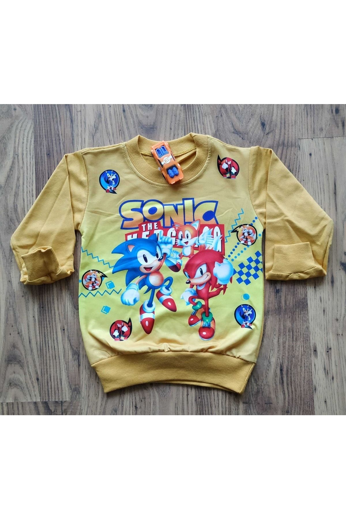 DBK Store Dbkstore Unisex Çocuk(3-8yas) Sonic Digital Baskılı 0 Yaka Sarı 2 Iplik Sweatshirt