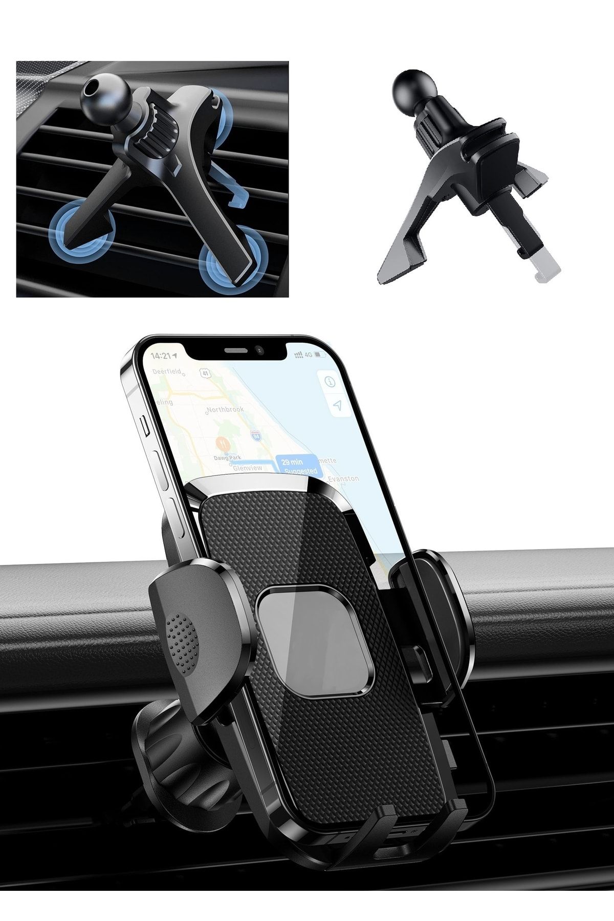 Letang Klipsli Araç Telefon Tutacağı Klima Peteği Araba Telefon Tutacagı Düşmeme Garantili Metal Klips