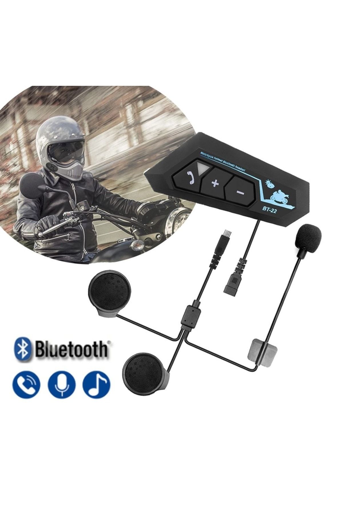 BT-22 Kask Kulaklık Bt22 Bluetooth Motosiklet Kulaklık 5.0 Bluetooth Intercom Motosiklet Kulaklık