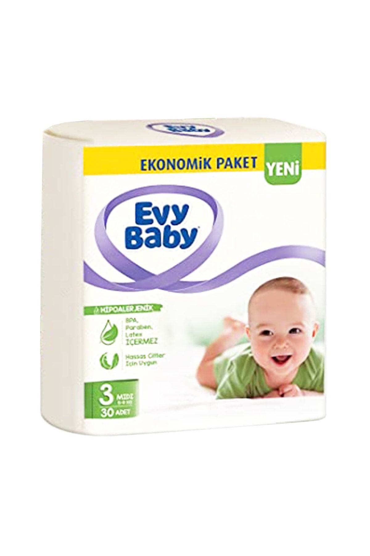 Evy Baby Bebek Bezi 3 Beden Midi 30 Adet Yeni Paket