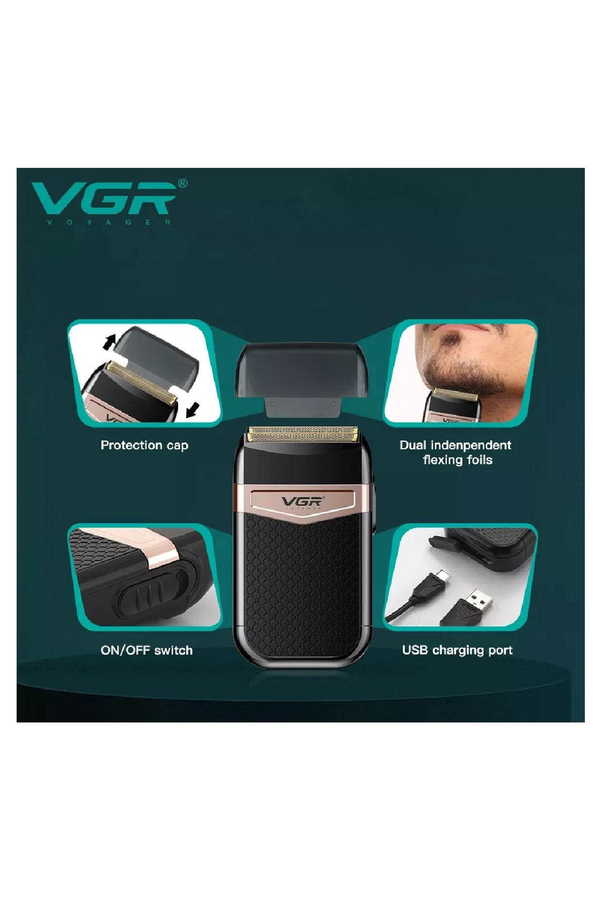 VGR Şarj Edilebilir Elektrikli Sakal Tıraş Makinesi