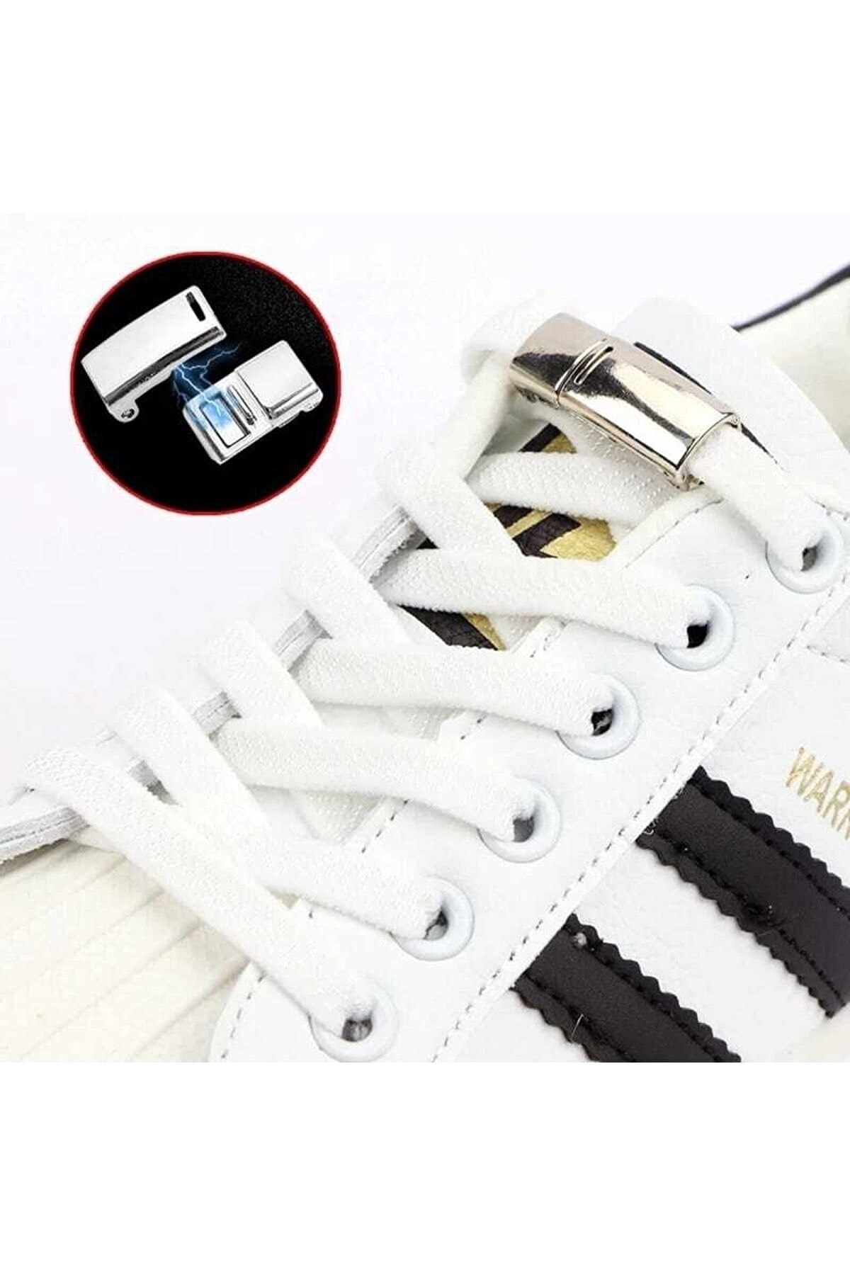 Dream Plus Ayakkabı Bağcığı Mıknatıslı Manyetik Lastikli Bağcık Beyaz