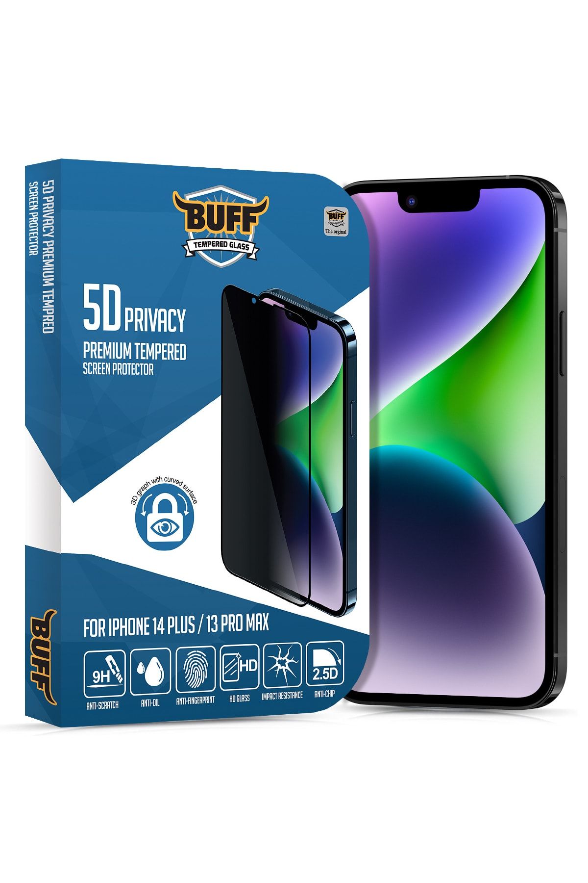 Buff Labs Buff Iphone 14 Plus/13 Pro Max 5d Privacy Ekran Koruyucu