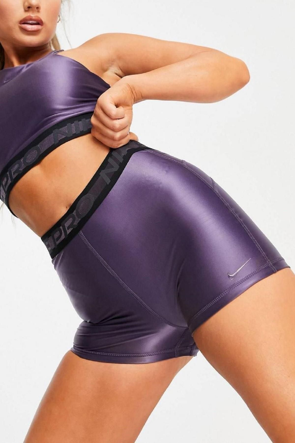 Nike Pro Training 3inch Shorts With Taping In Purple Kısa Mor Şort Da
