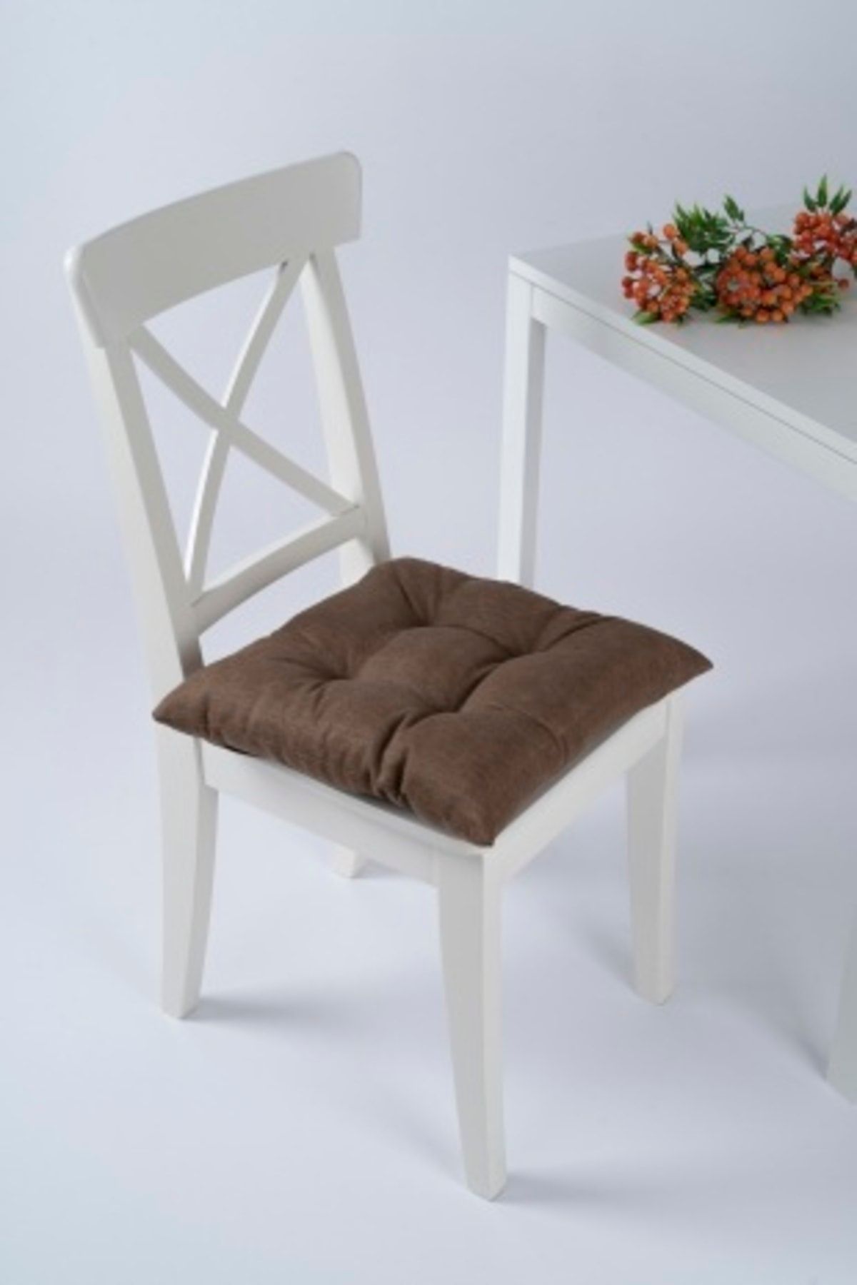 ALTINPAMUK Beta Pofidik Kahve Sandalye Minderi Bağcıklı 40x40cm