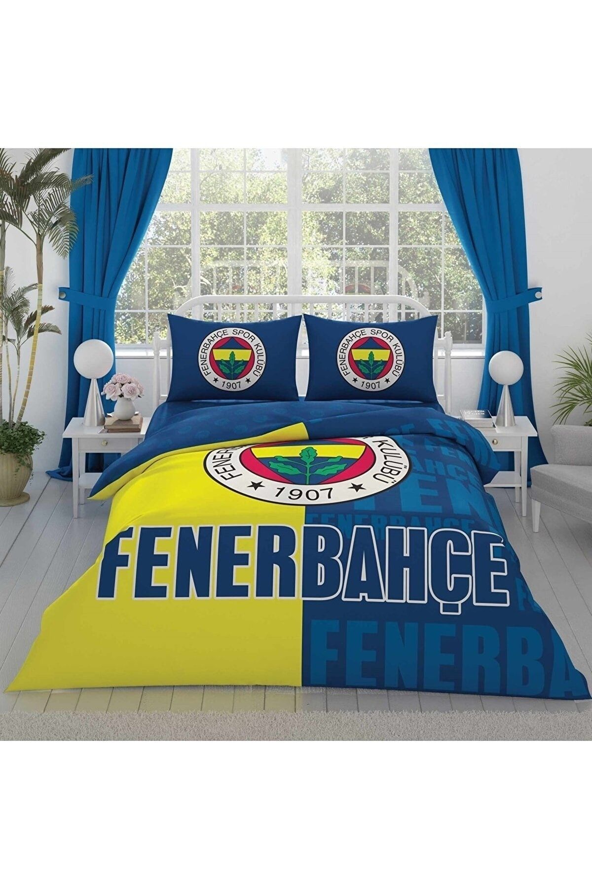 Fenerbahçe Taç Lisanslı Taç Parçali Logo Çift Kişilik Nevresim Takımı