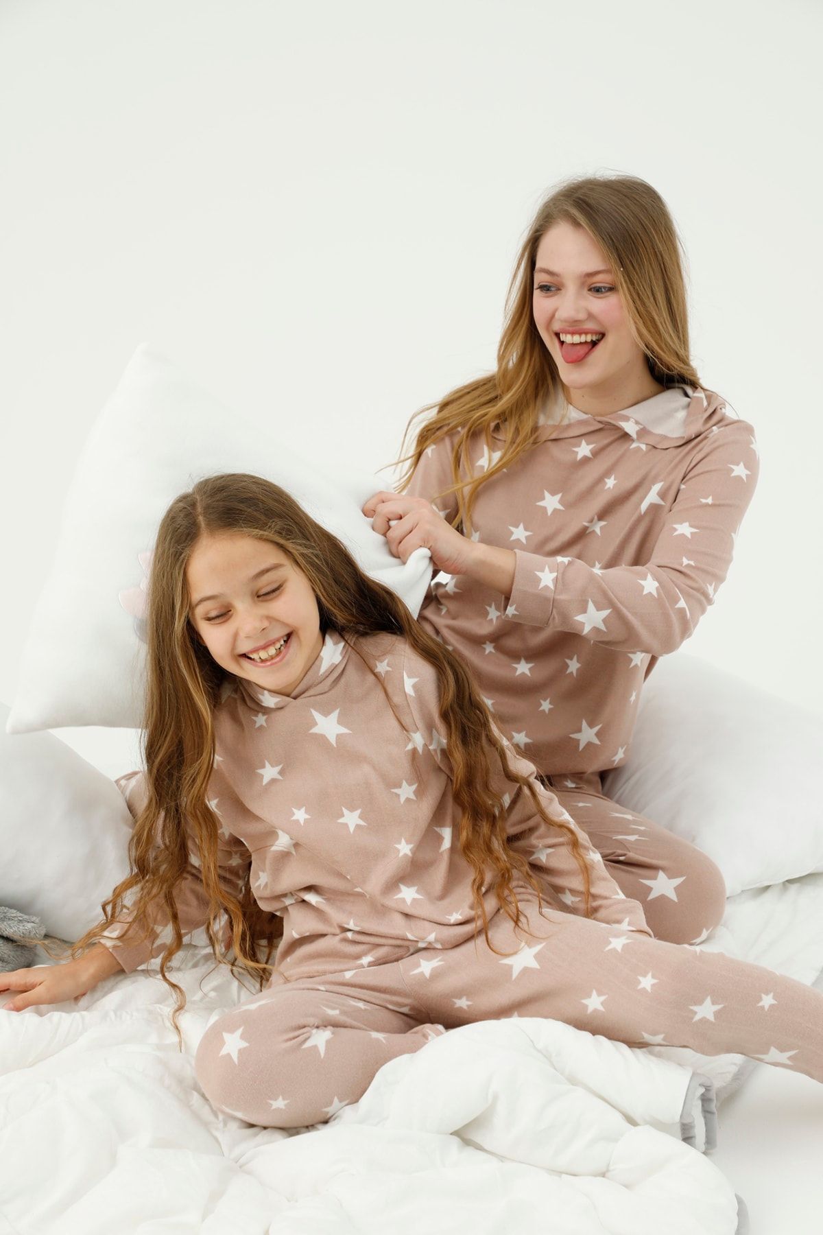Siyah İnci Kapişonlu Alt-üst Polar Pijama Takım