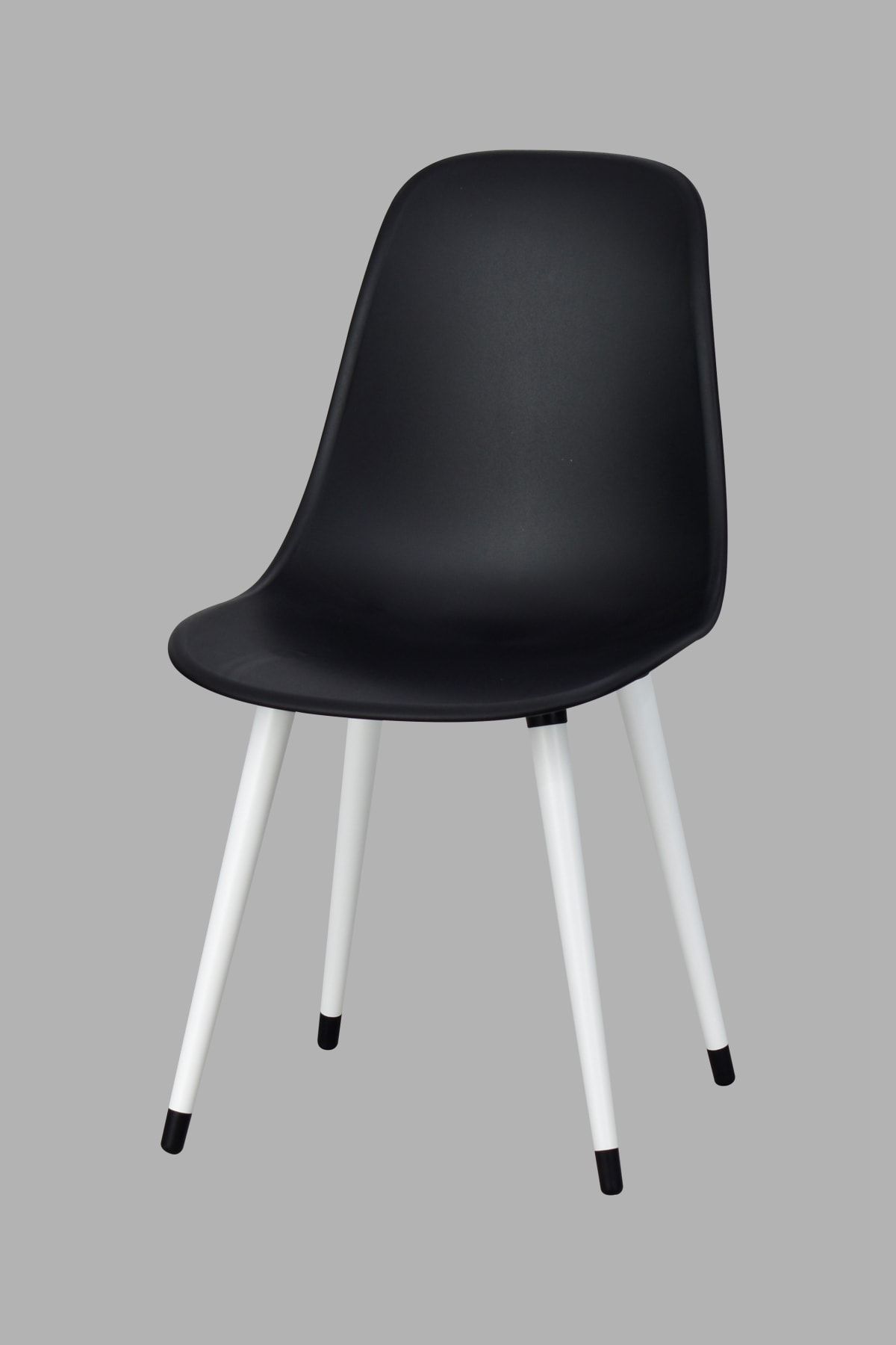 VİLİNZE Eames Beyaz Ahşap Ayak Plastik Siyah Sandalye