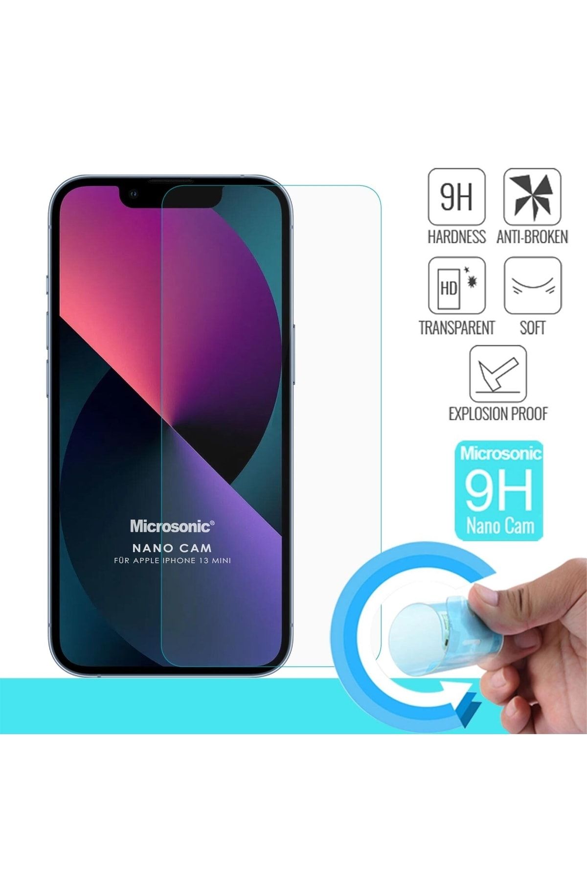 Microsonic Iphone 13 Mini Uyumlu Nano Glass Cam Ekran Koruyucu