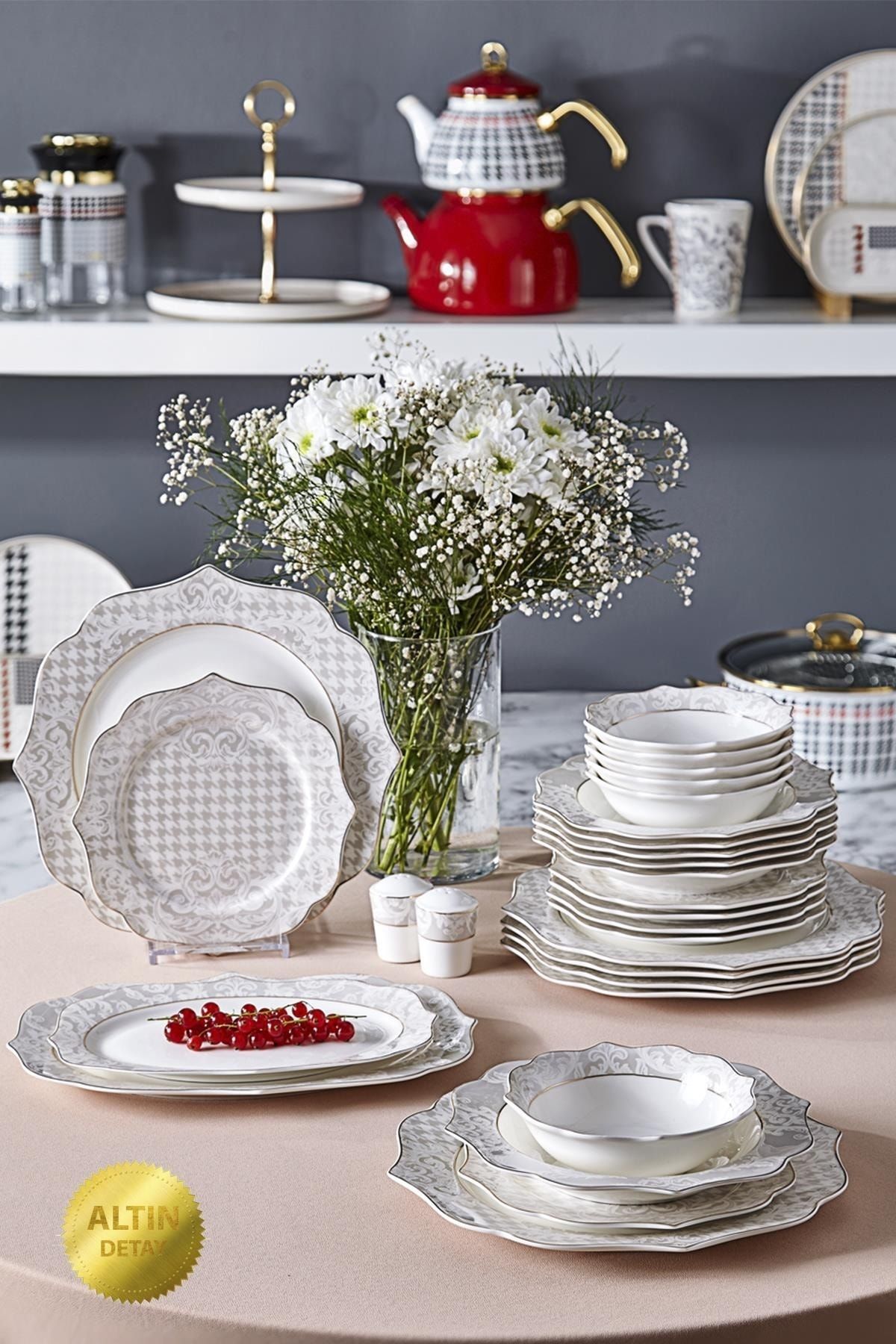 Neva N3245 Berry Romantik 28 Parça 6 Kişilik Yemek Takımı-kazayağı