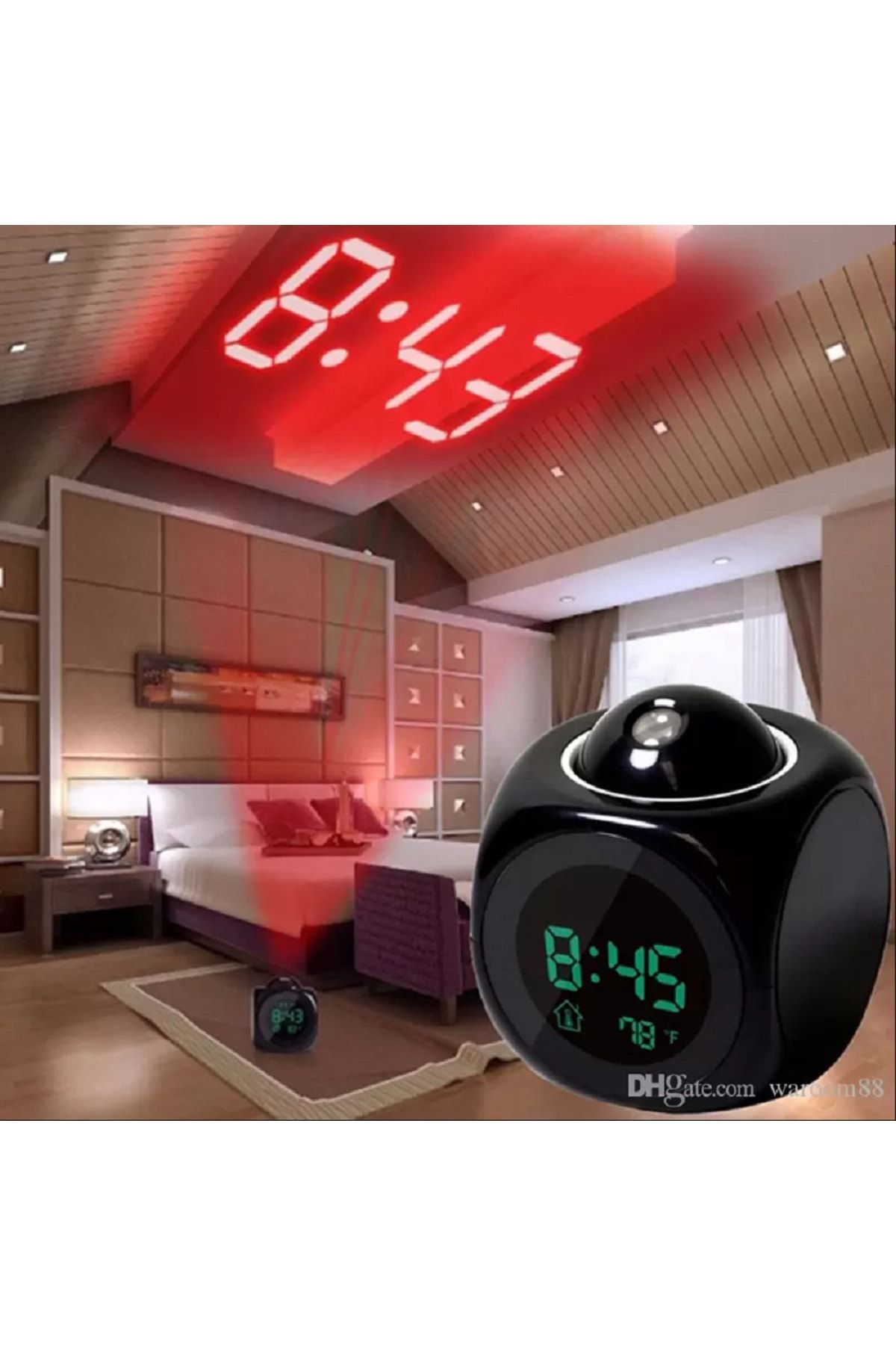hediyeconcepti Çok Fonksiyonlu Dijital Alarmlı Lcd Projeksiyon Sıcaklık Göstergesi Erteleme Çalar Saat