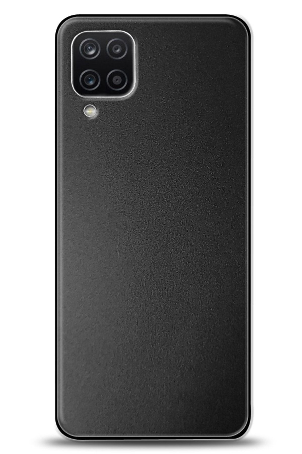 Dafoni Samsung Galaxy A12 Metal Siyah Rubber Kılıf