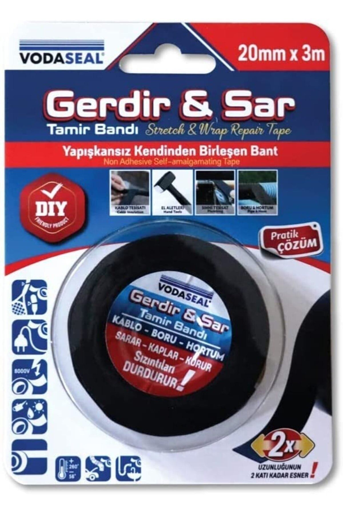 Vodaseal Gerdir Sar Tamirat Bandı 20mm X 3 Metre Yapışkansız Birleşen Bant