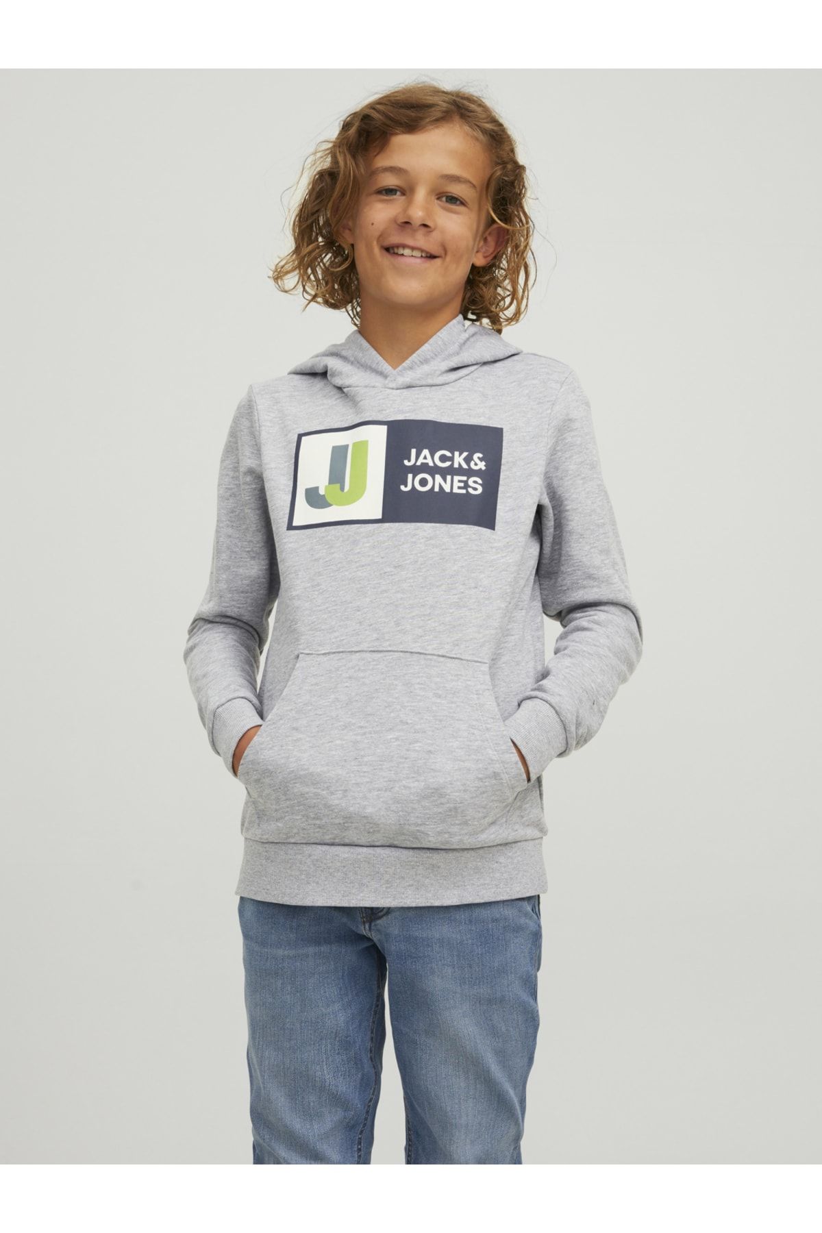 Jack & Jones Kapüsonlu Logo Baskili Sweatshirt- Çocuk